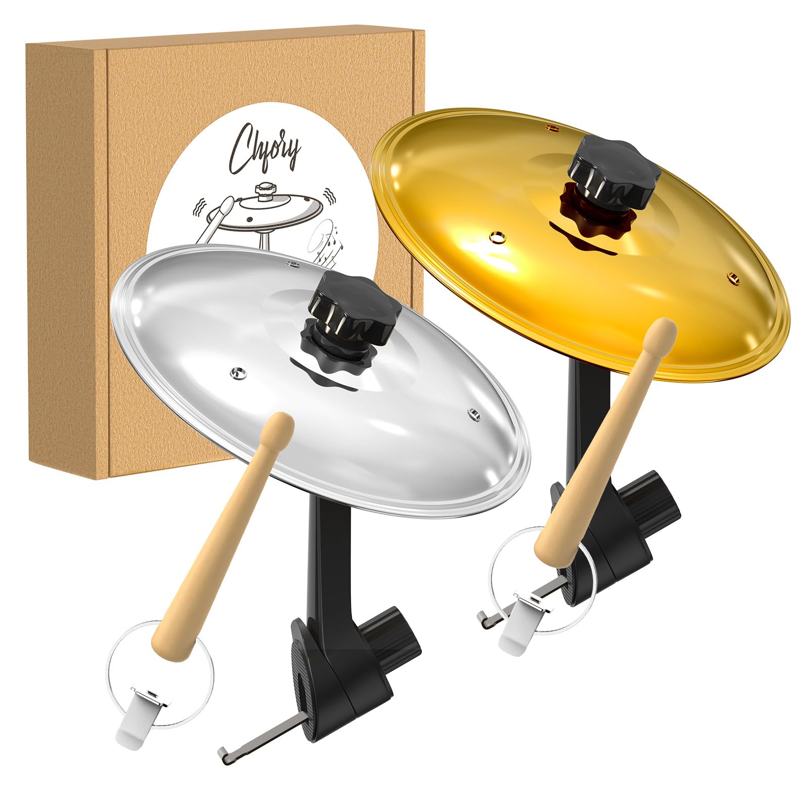 2 Pack Car Cymbal Air Vent, Mini Drum Crash Cymbal Set with Drum Stick, Funny Musical Instruments Gadget for Drummer Music Lover