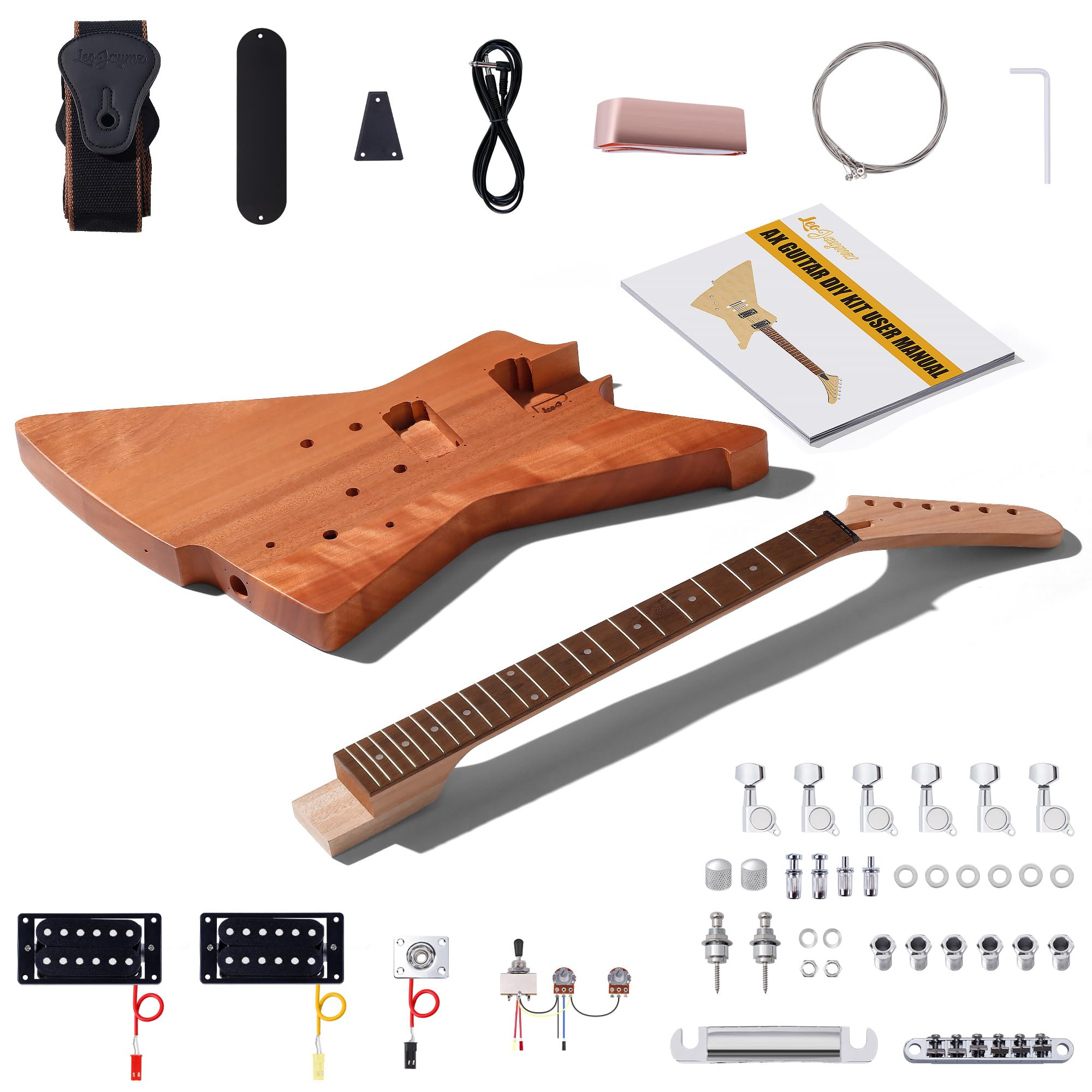 Leo Jaymz Diy Electric Guitar Kits - Mahogany Body, Mahogany Neck And Laurel Wood Fingerboard - Fully Components Included (Ax)