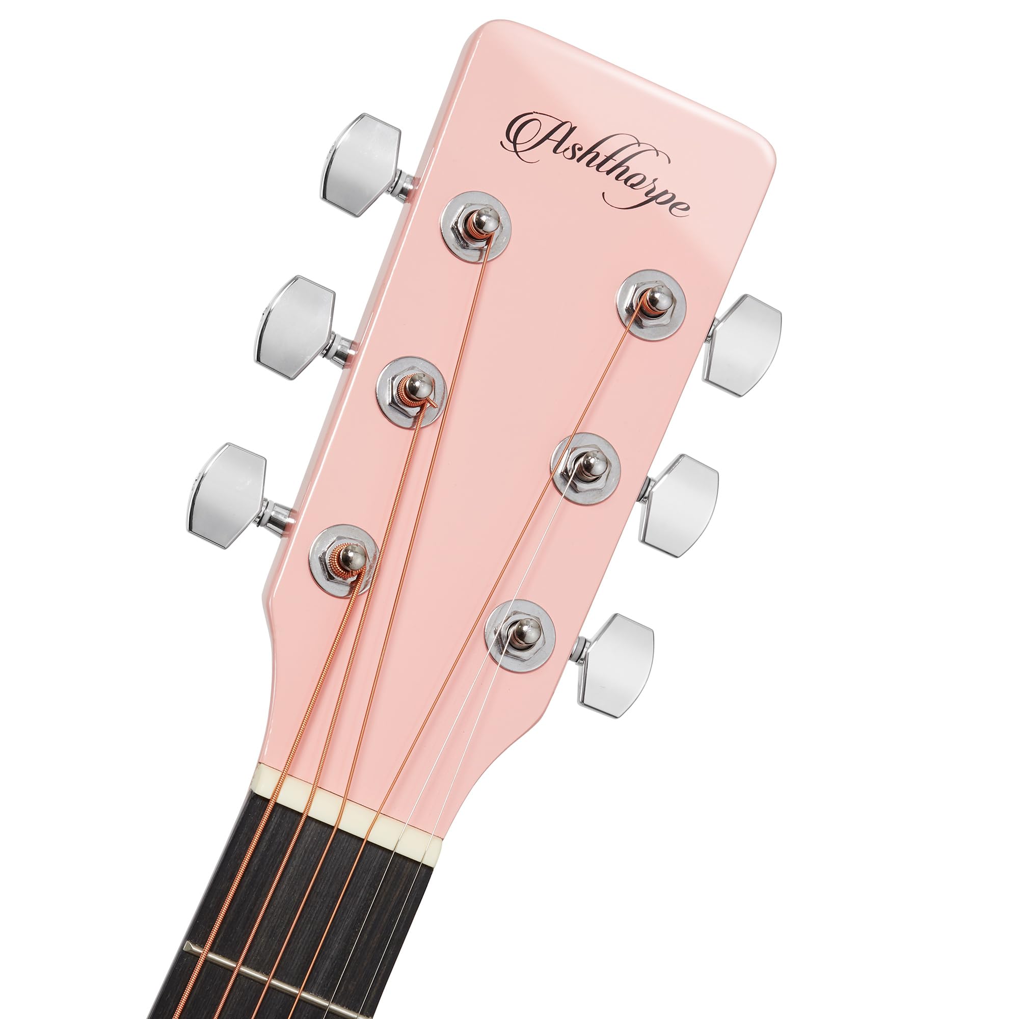 Ashthorpe Full-Size Cutaway Thinline Acoustic-Electric Guitar Package - Premium Tonewoods - Pink