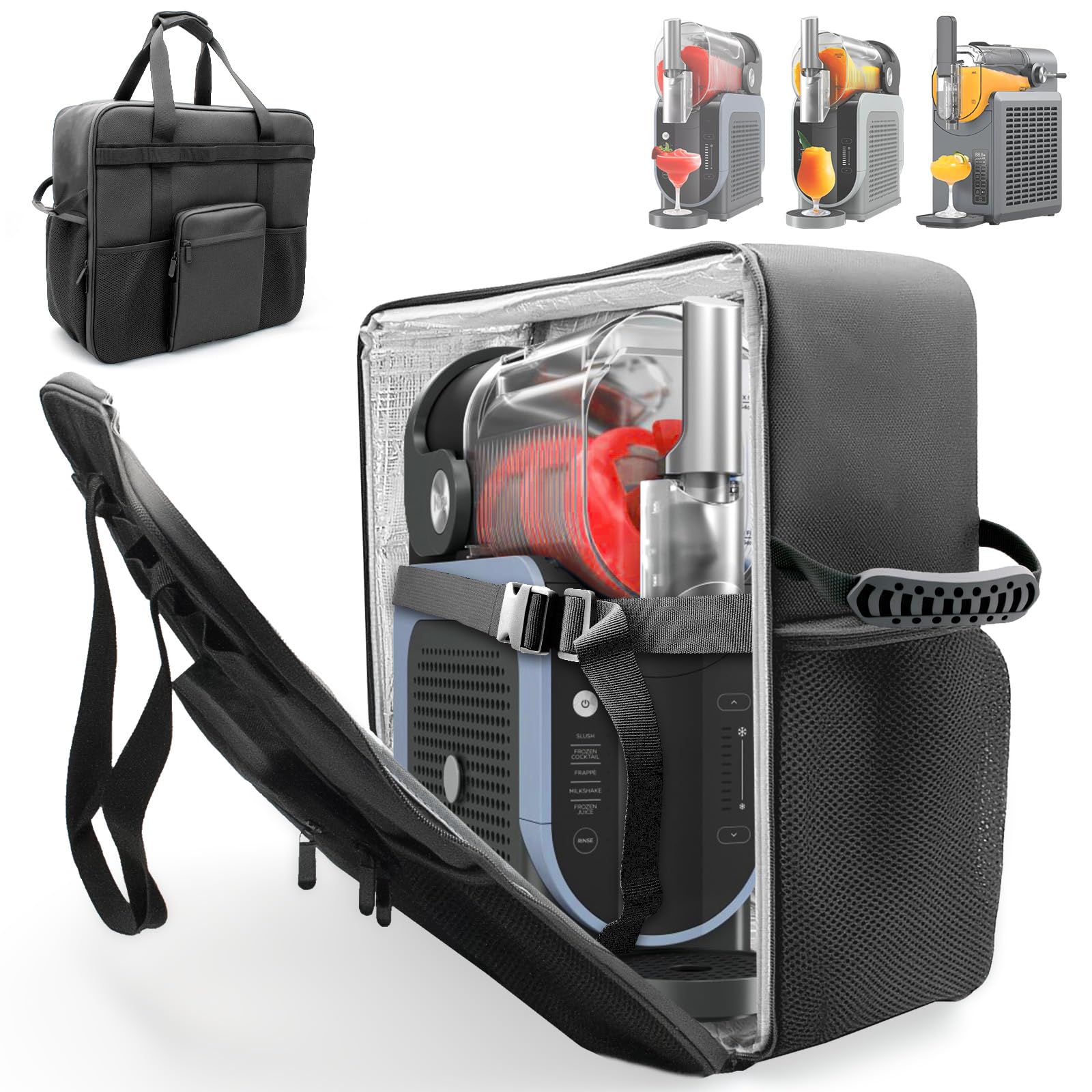 amiumuca Carrying Bag for Ninja SLUSHi Slushie Machine - Easy Access Front Panel, Insulated Easy-Clean Lining with Multiple Pock