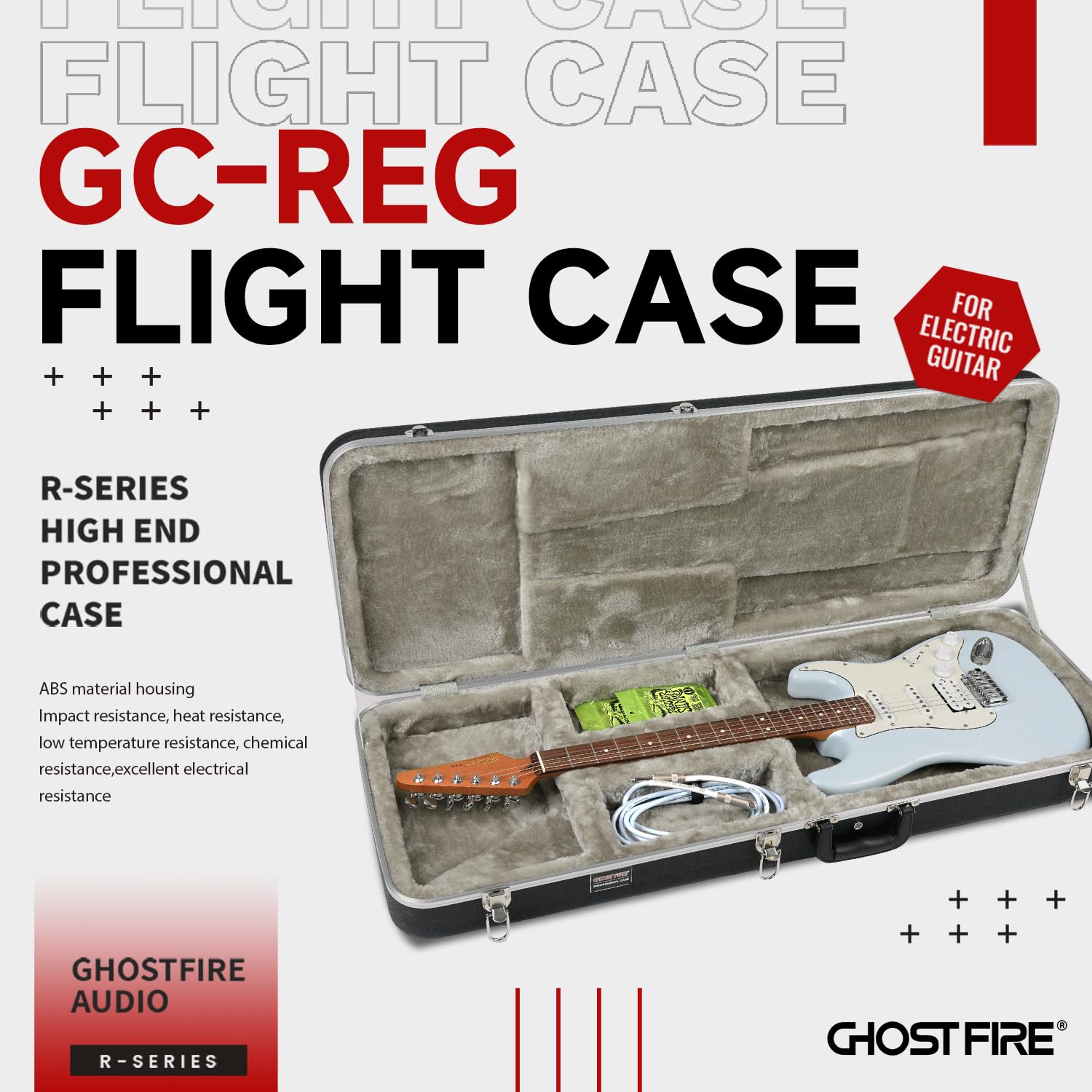 GHOSTFIRE Hard-Shell Electric Guitars Case Super thick ABS Molded Case fit ST/TL (Electric Guitar)