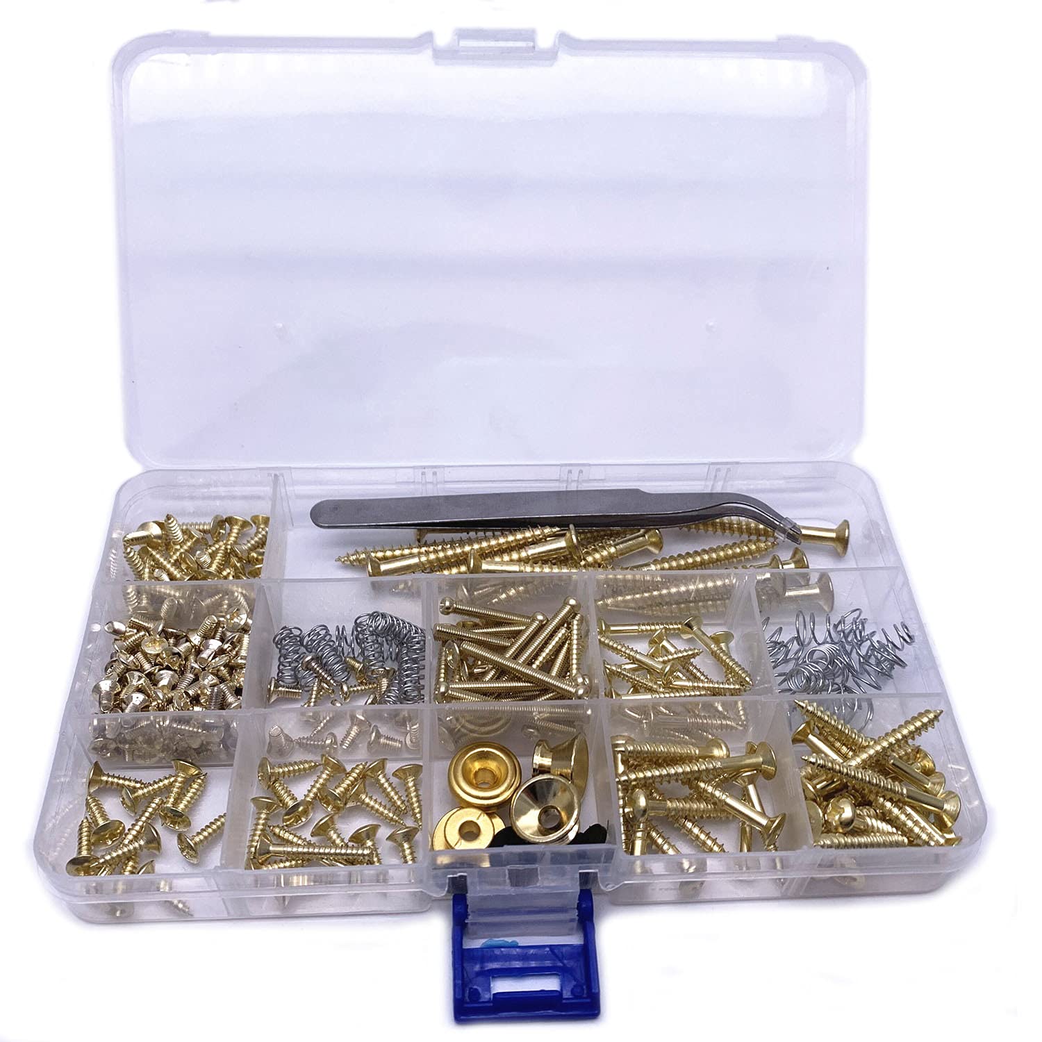 Jiayouy 268 Pieces Guitar Mounting Screws Assortment Box 9 Types Electric Guitar Screw Kit for Electric Guitar Bridge, Pickup, P