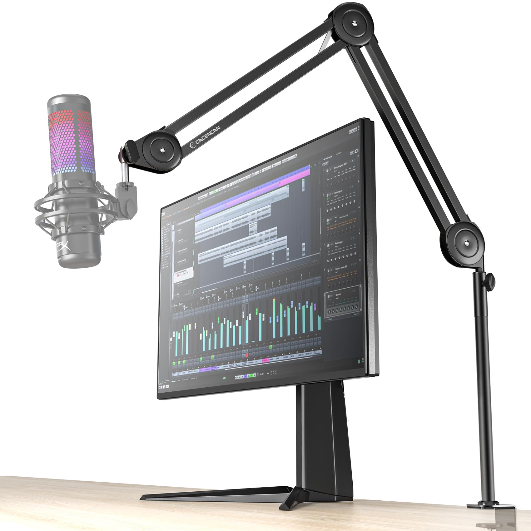 Overhead Mic Boom Arm Cacencan Desk Microphone Stand With Mount&3/8'' To 5/8'' Thread