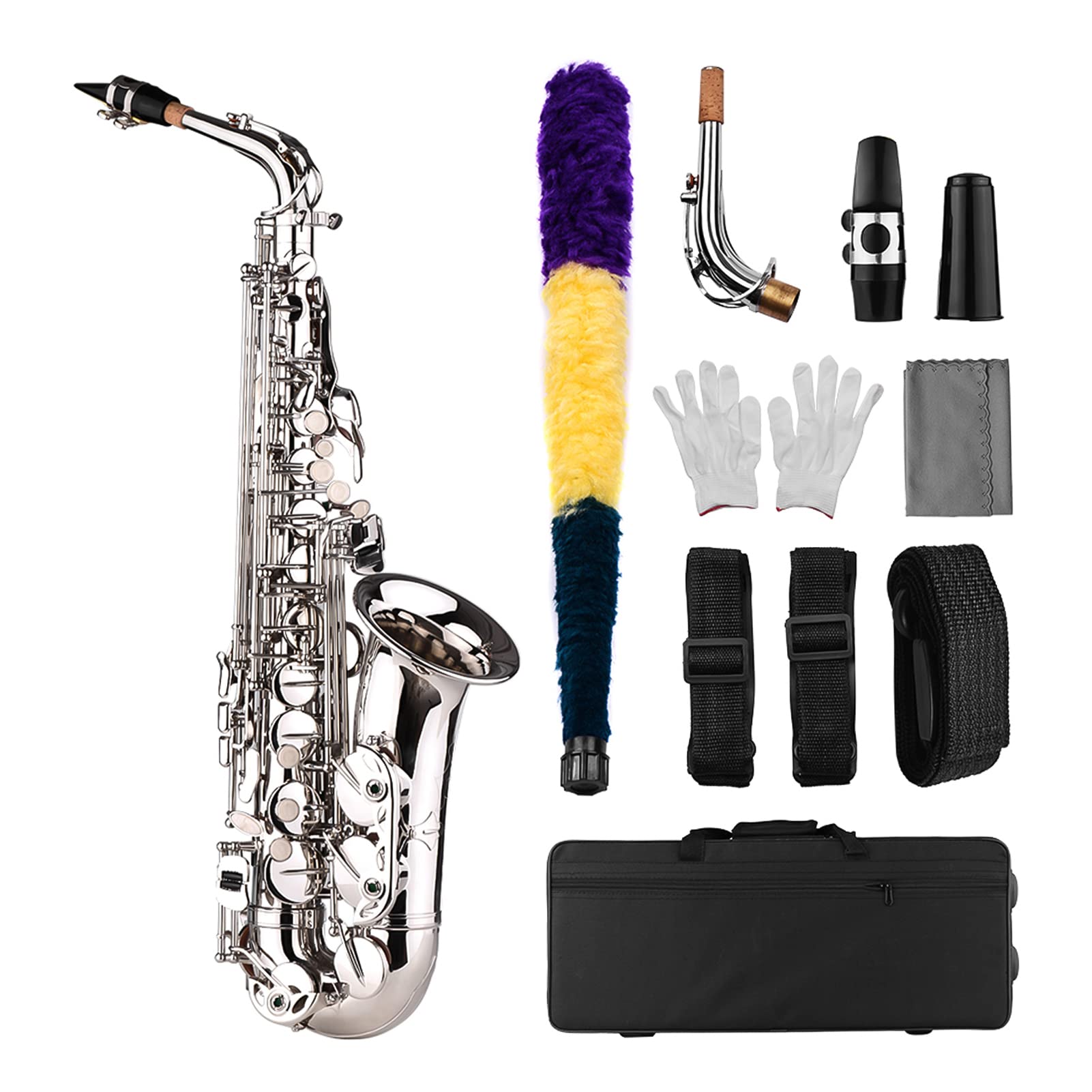 Btuty Saxophone Sax Eb Be Alto E Flat Brass Carved Pattern On Surface Plastic Mouthpiece Exquisite With Gloves Cleaning Cloth Br