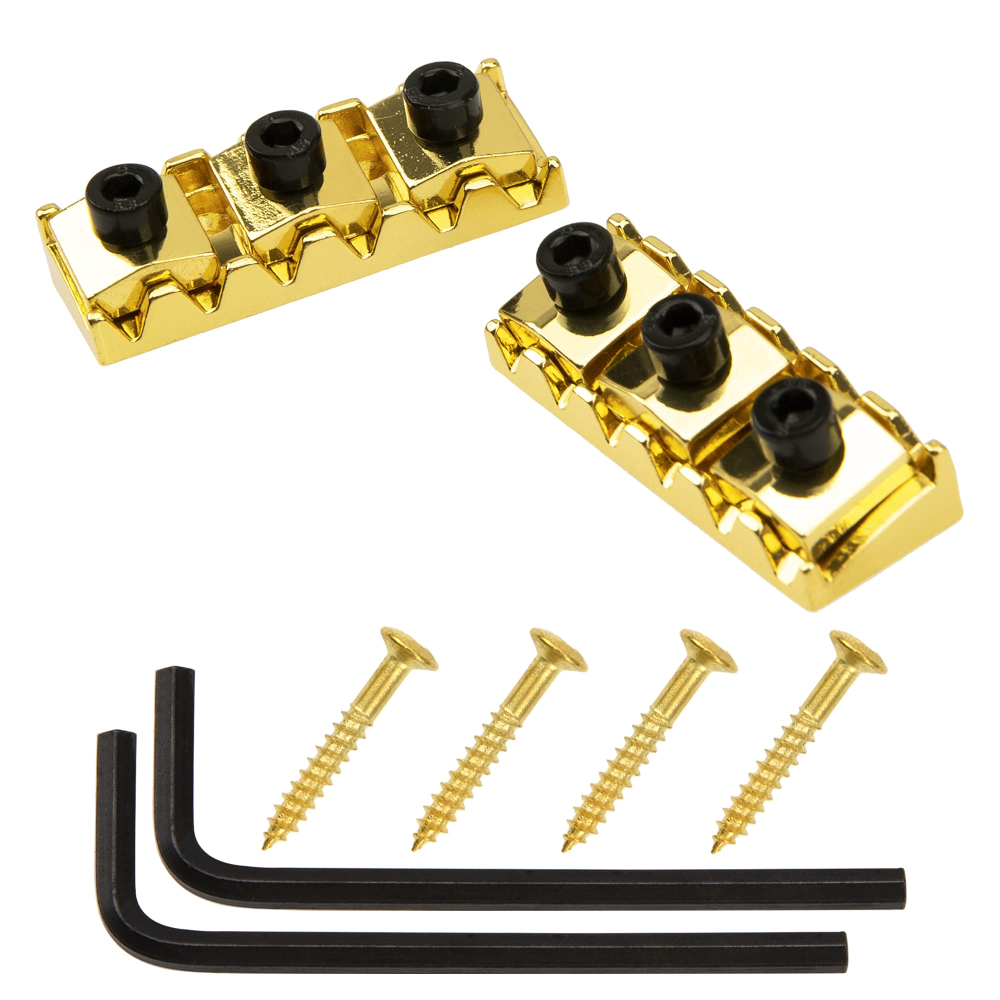 2Pcs Yootones 42mm Metal Guitar String Locking Nut Compatible with Floyd Rose Style Electric Guitar Tremolo Bridge Lock System (