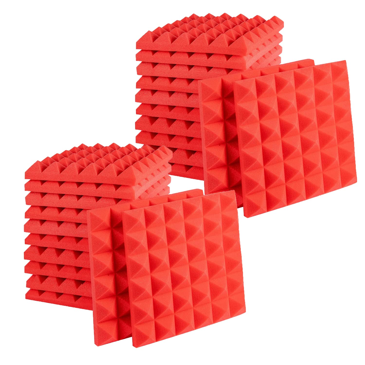 Techblaze 24 Pcs Acoustic Foam Panel High Density Sound Proofing Wall Tiles 3D Pyramid Design Noise Reduction Sheet No Echo Soun