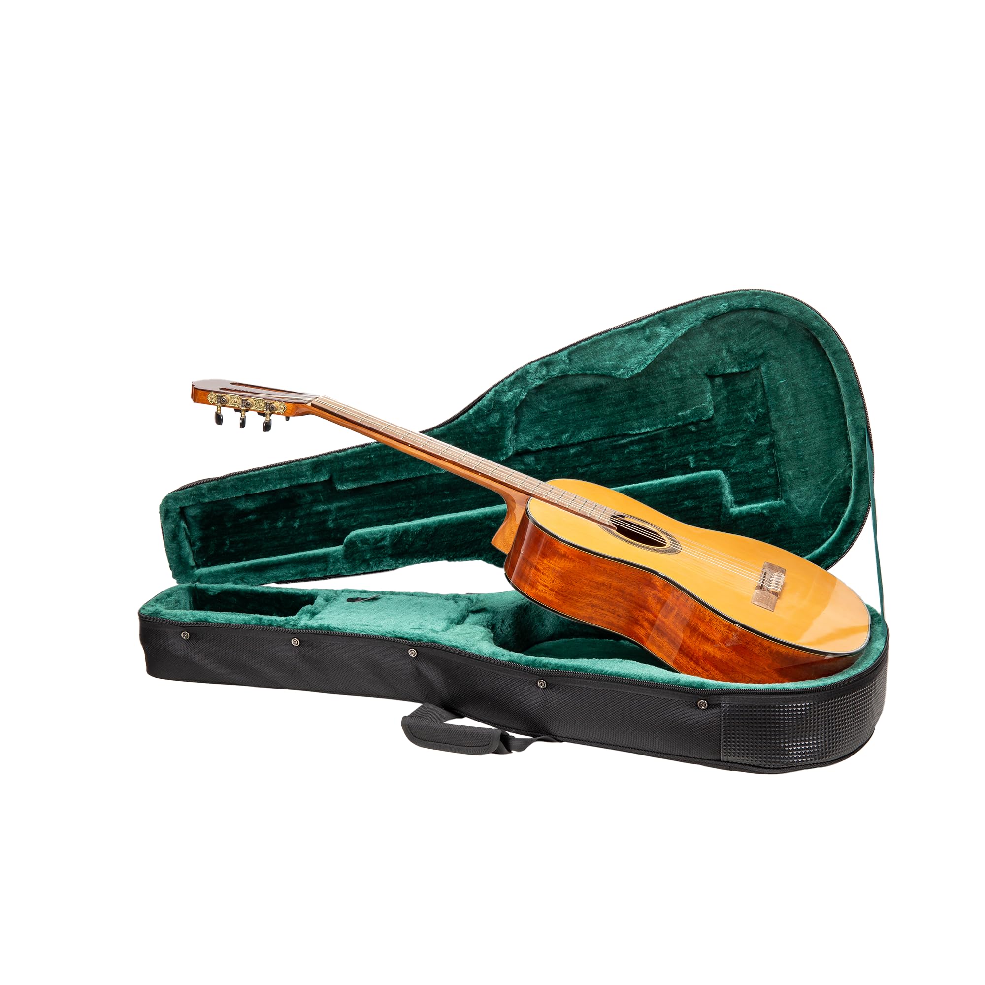 Crossrock Classical Guitar Foam Case | Lightweight Black Gig Bag with Structured Exterior, Plush Interior & Storage Pockets (CRP