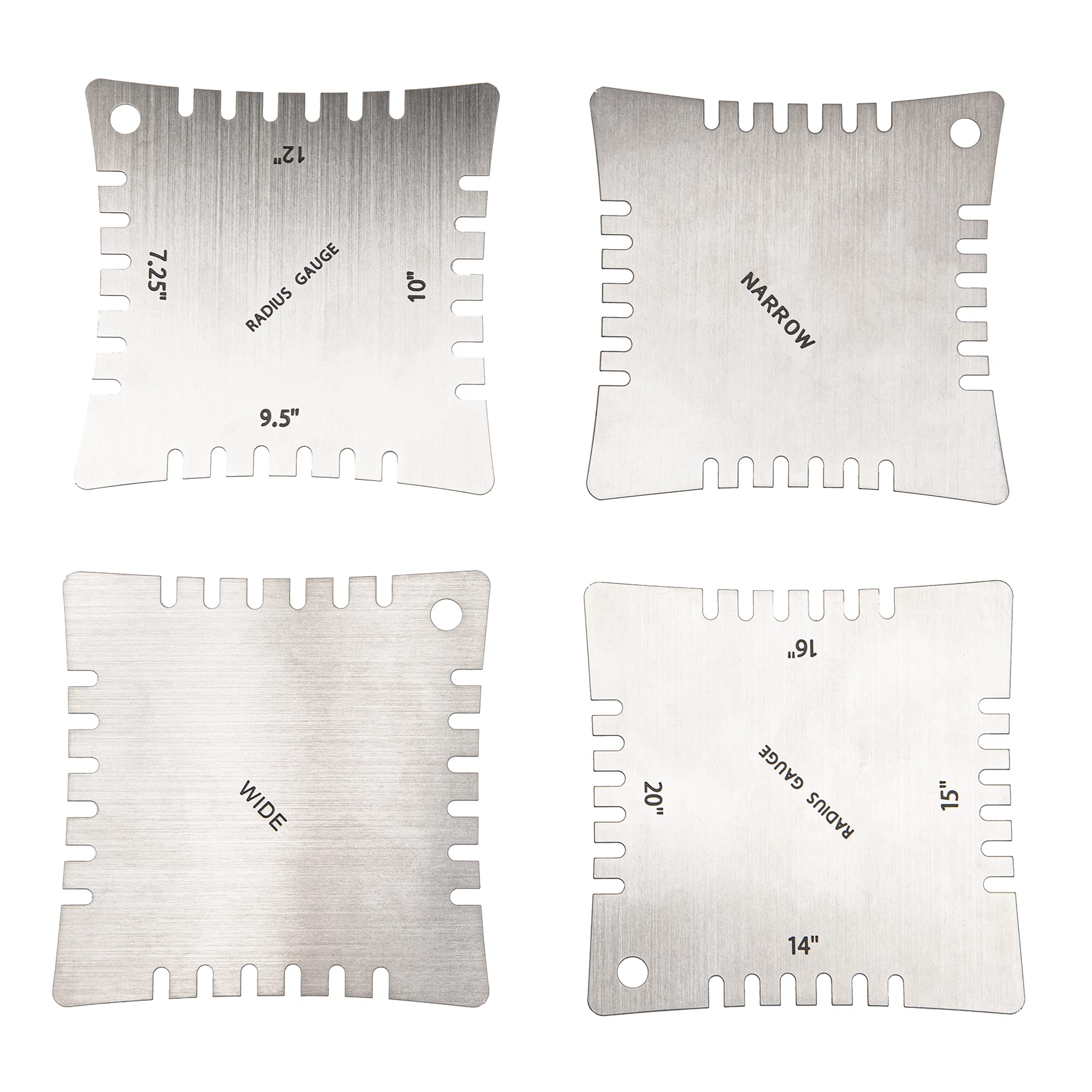 4Pcs Yootones Stainless Steel Guitar Notched Radius Gauge Fingerboard Guitar Ruler Fretboard Measuring Tool Set Compatible With