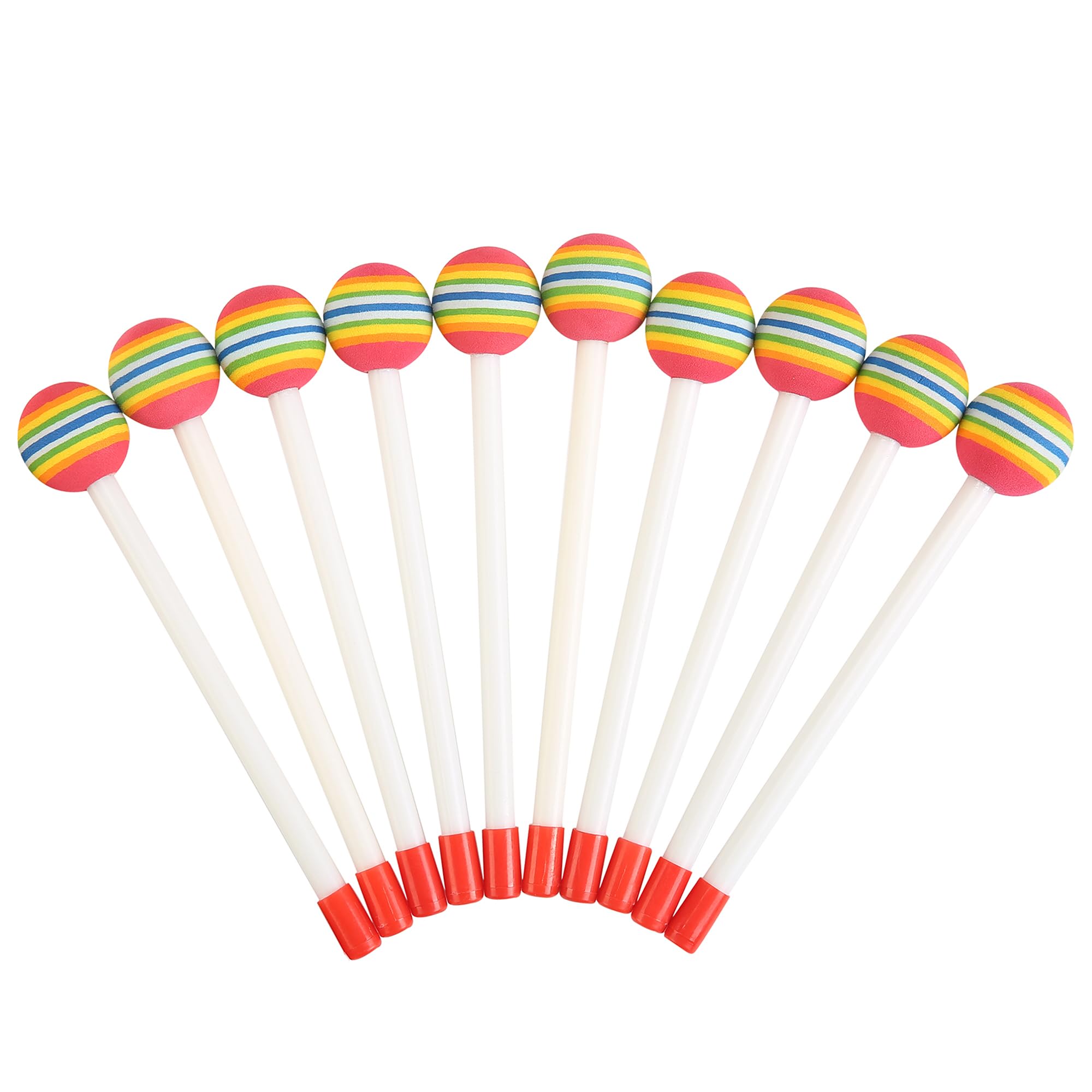 HILAZA 10 Pieces Drum Sticks Rainbow Lollipop Drumsticks Soft Foam Head Xylophone Percussion Mallets