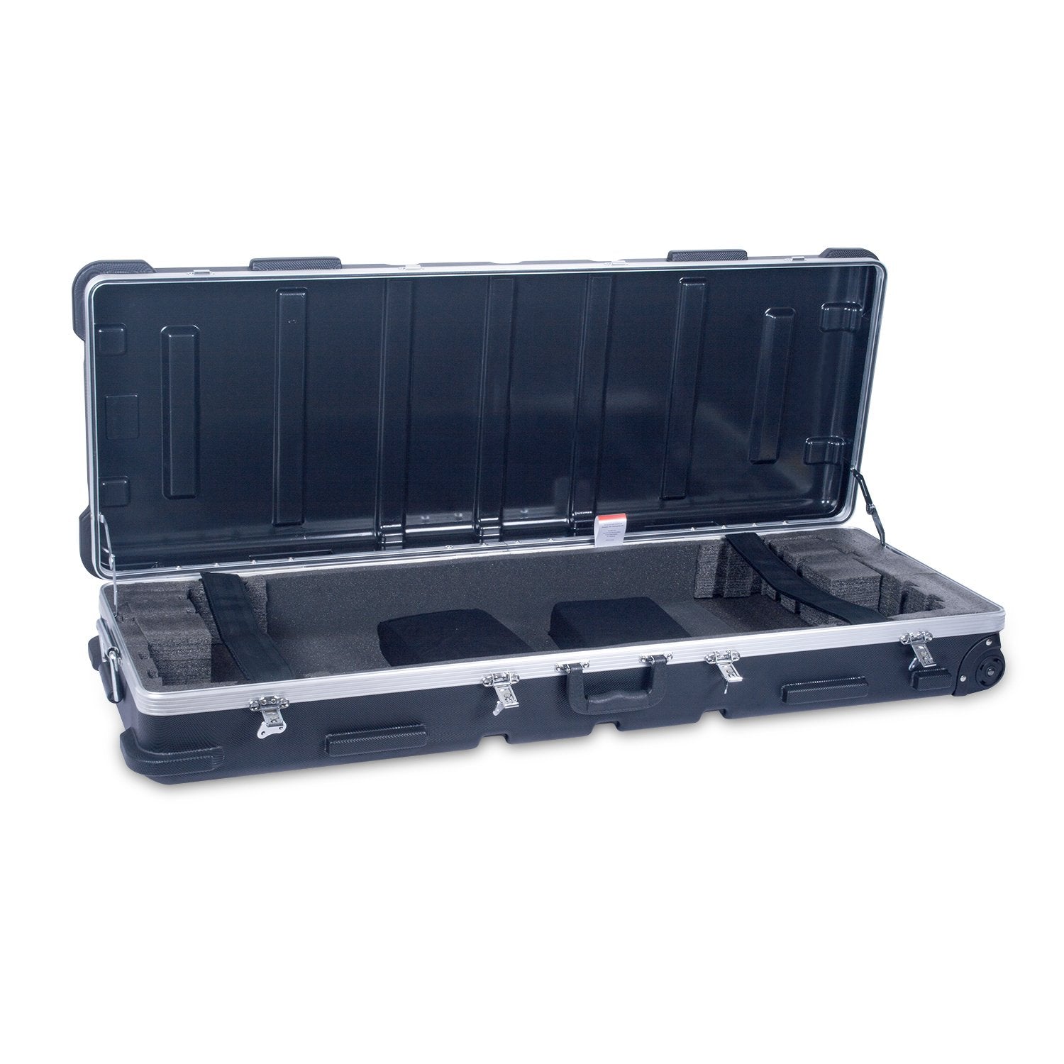 Crossrock 61-Key Keyboard Case with Wheels - PE Injection Molded Hardshell for Yamaha PSR Models & More, Custom Foam Interior, W