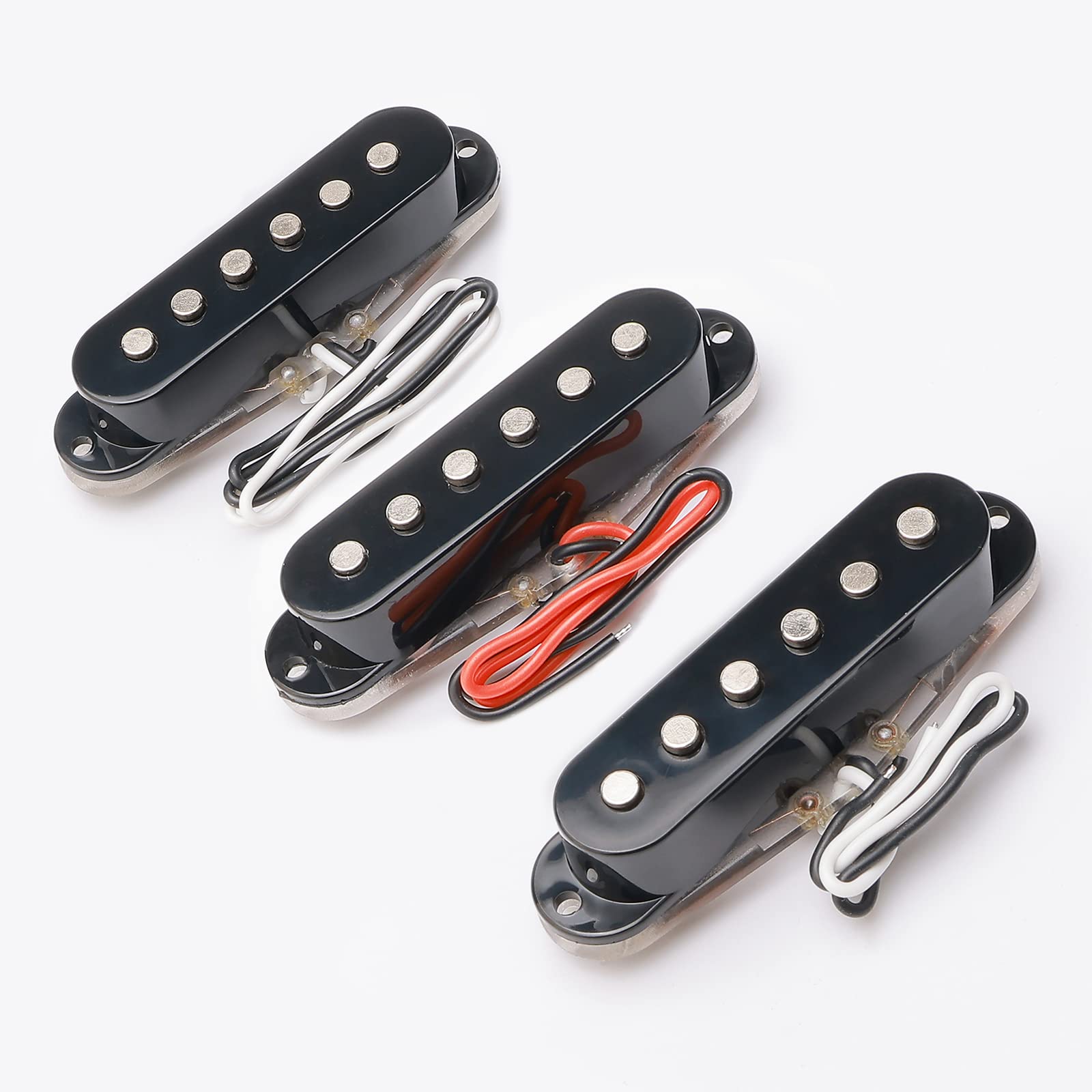 Swhmc Set of Single Coil Pickup Set SSS for Fender Strat Style Guitar Copper Color,with Black Pickup Cover