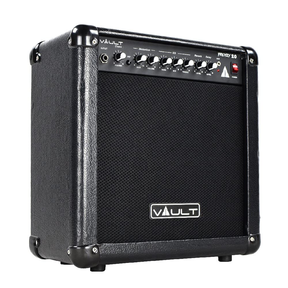 Vault Frenzy 20 Watt Guitar Combo Amplifier with Analog Distortion, Reverb & Delay All Playable Together