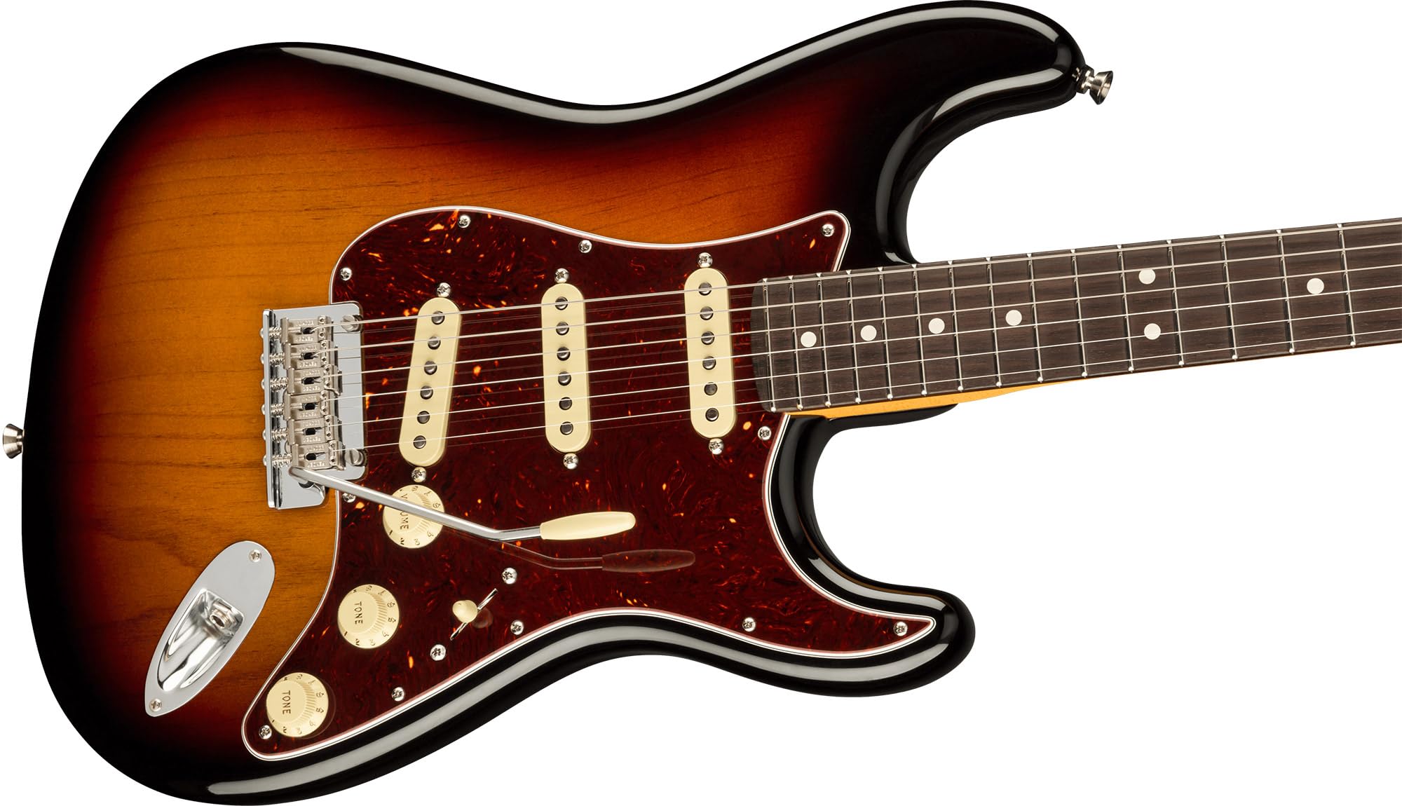 Fender American Professional II Stratocaster - 3-Color Sunburst Bundle with Case, Strap, Cable, and Guitar Cleaning Kit