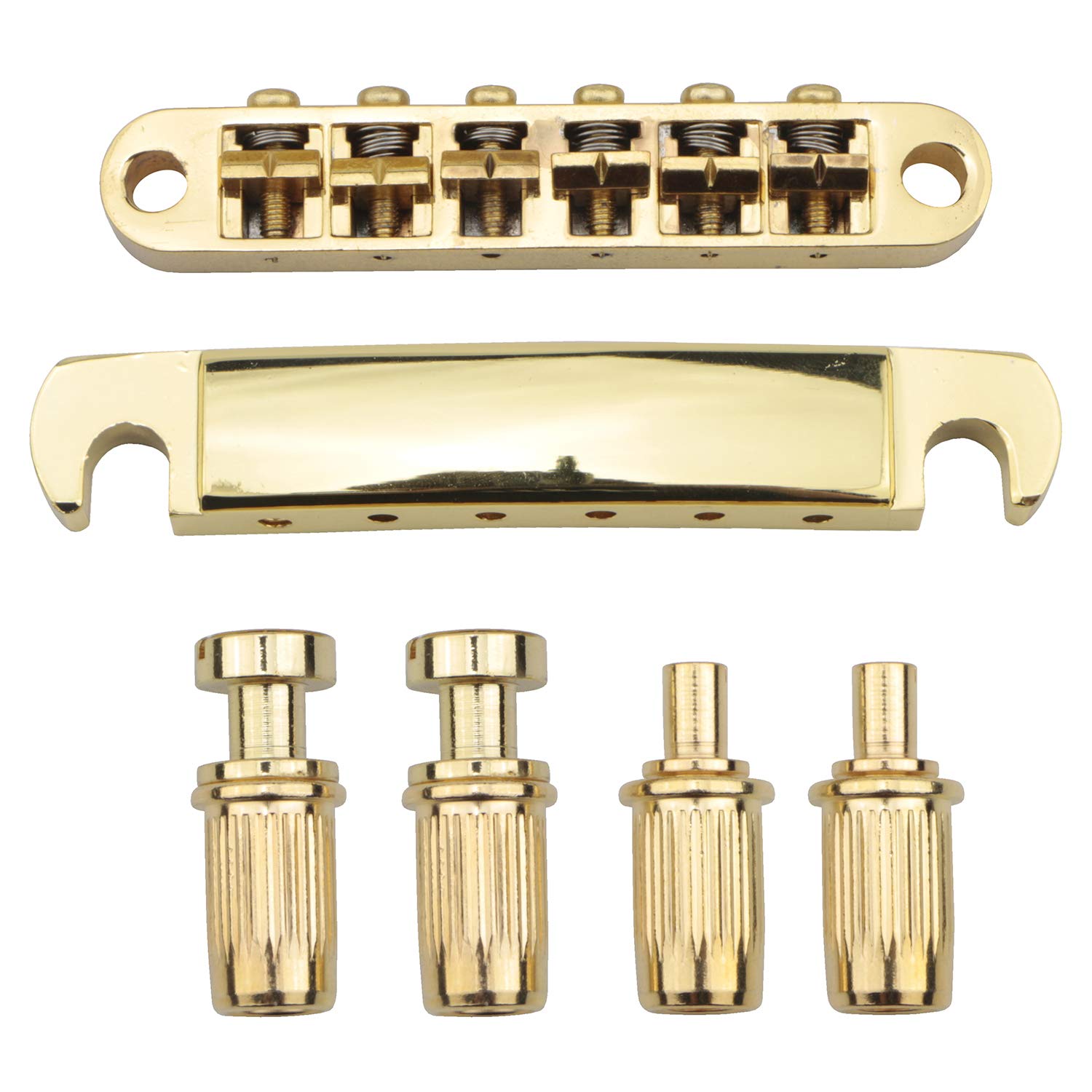 Swhmc Gold Electric Guitar Tune-O-Matic Roller Saddle Bridge & Tailpiece With Studs Set For Les Paul Lp Sg Style Electric Guitar
