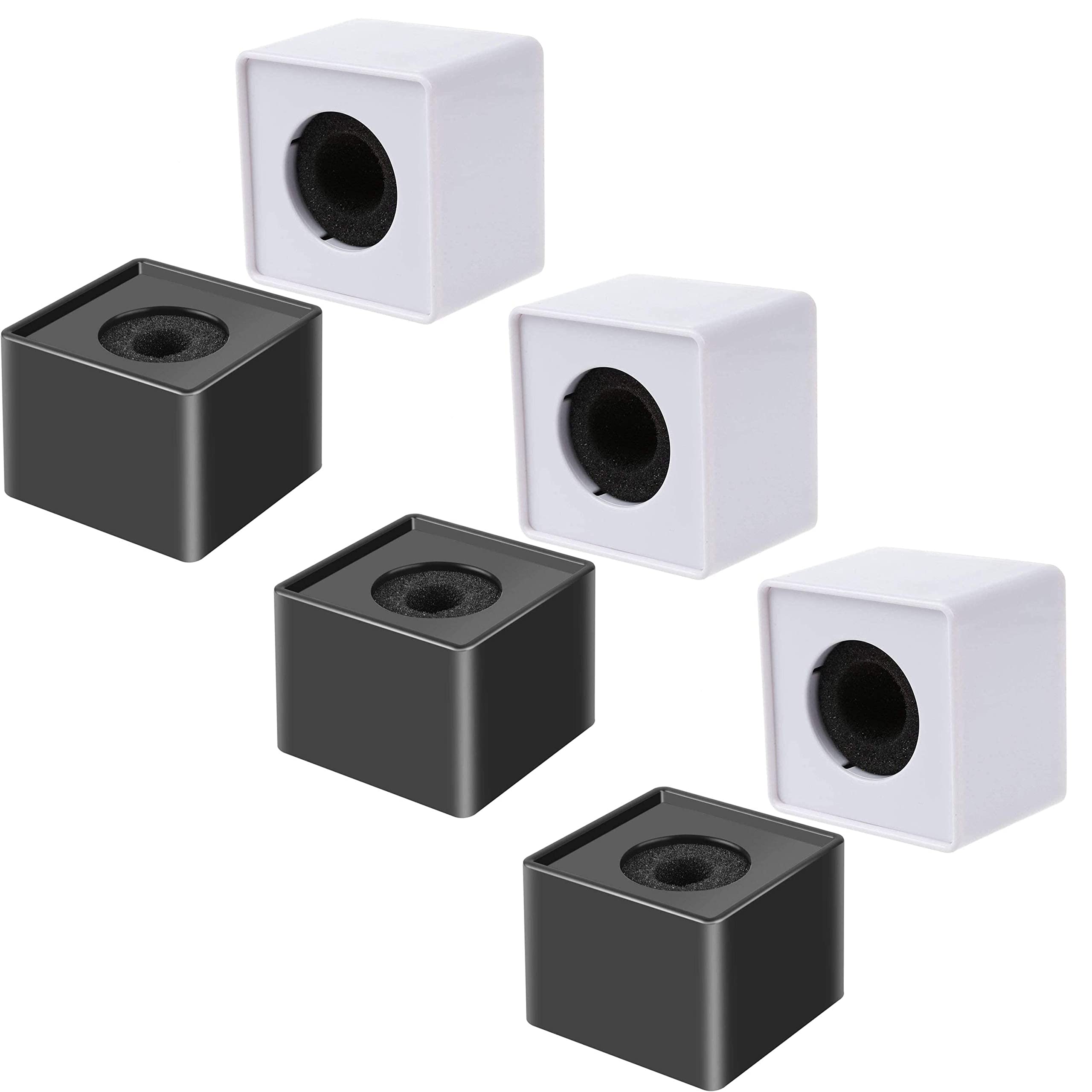 Rodz 6 Pcs Abs Injection Molding Square Interview Mic Microphone Logo Flag Station Logo -White And Black