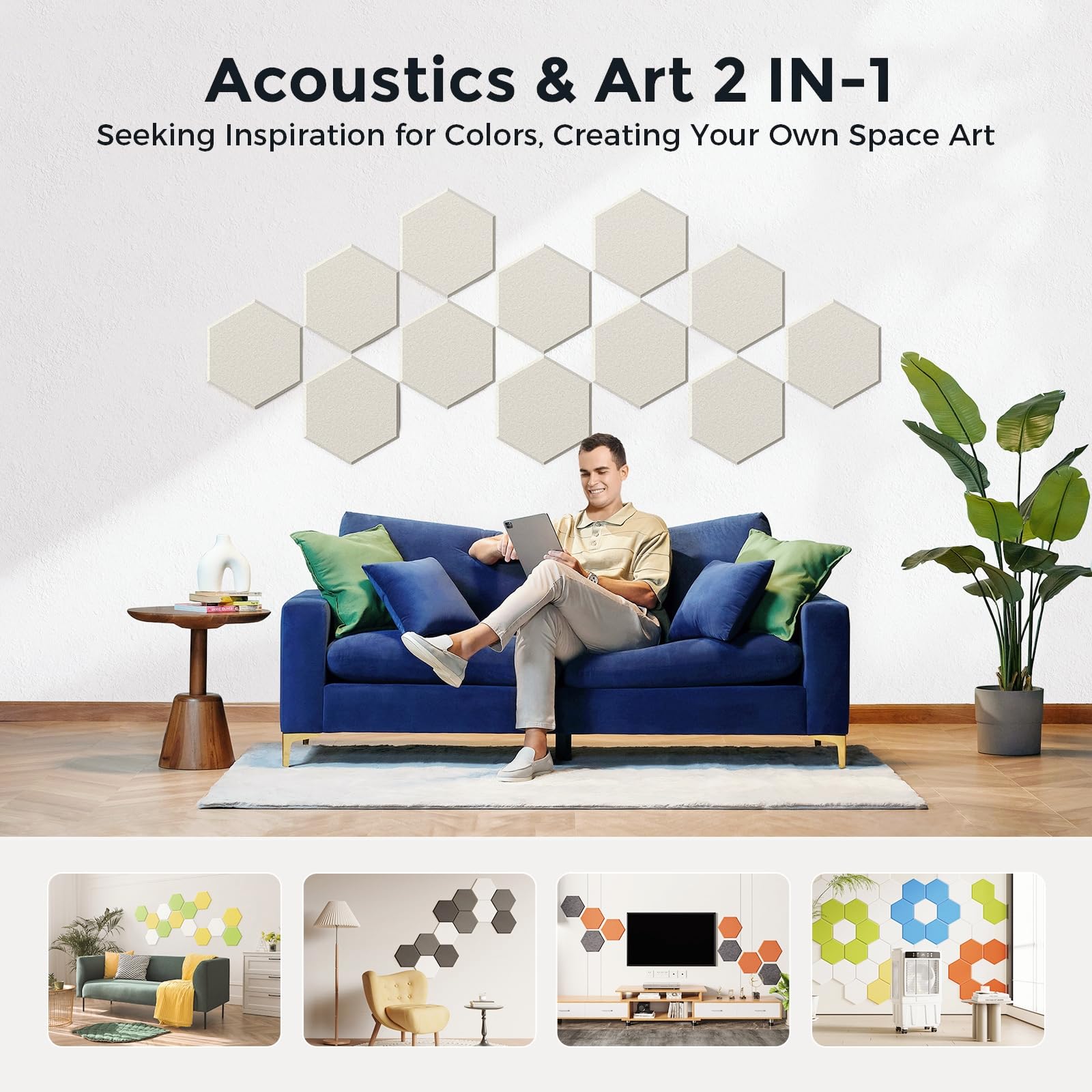 Dexmoko Pro-Level Self Adhesive Acoustic Panels,2nd Generation Sound Absorbing Panel,Soundproof Wall Panels,Sound Dampening Pane