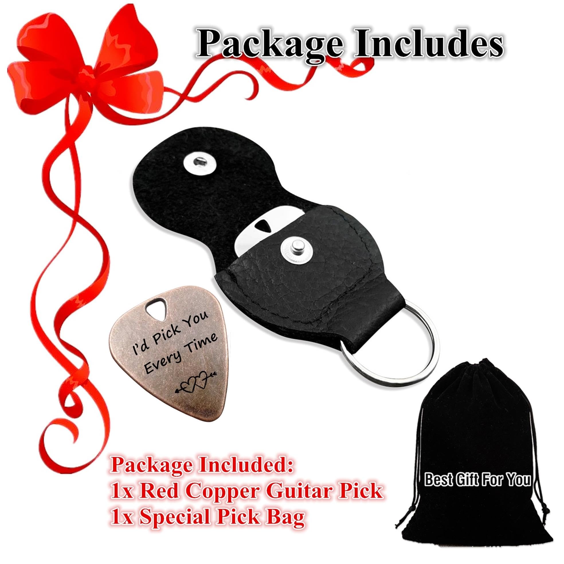 JUPPE Guitar Picks & Bass Picks, Copper Electric Guitar Pick Musician Gift For Guitarist When Words Fail Music Speaks Acoustic G