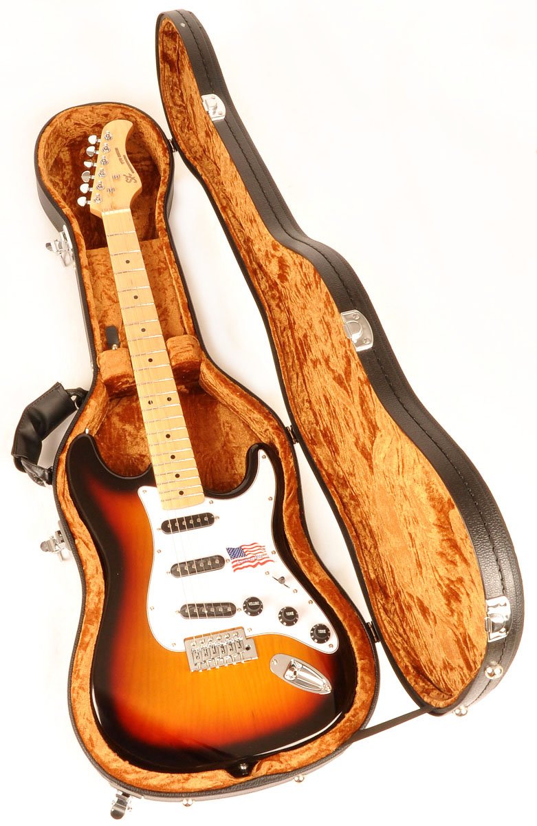 Douglas EGC-450 ST BK/Gold Guitar Case for Fender Stratocaster Telecaster Rickenbacker Epiphone Coronet Wilshire & Similar Model