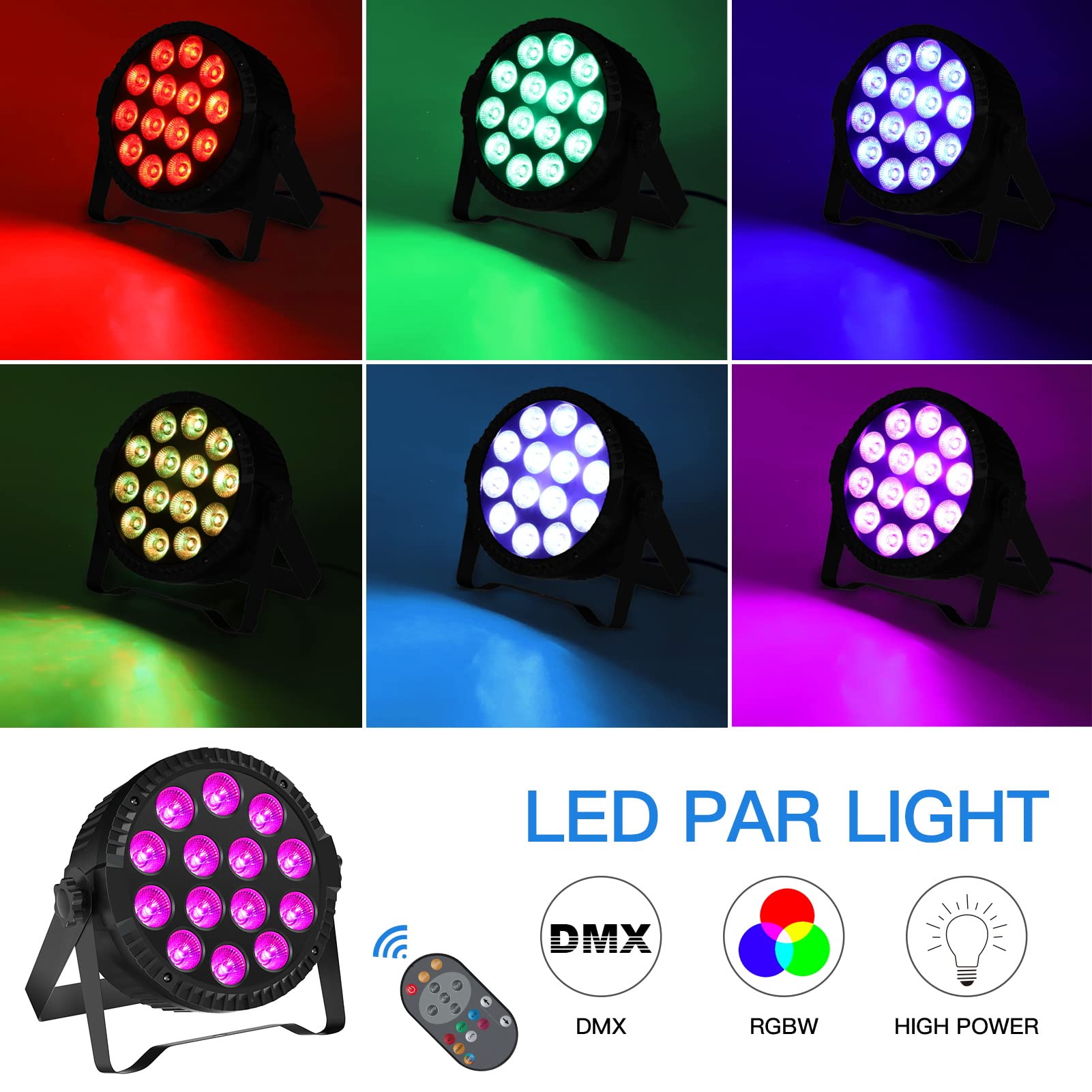 UKing Stage Lights, 8 Pack LED Par Lights RGBW DJ Stage Lighting 14x6W Uplights for Events by Sound Activated and DMX Control f