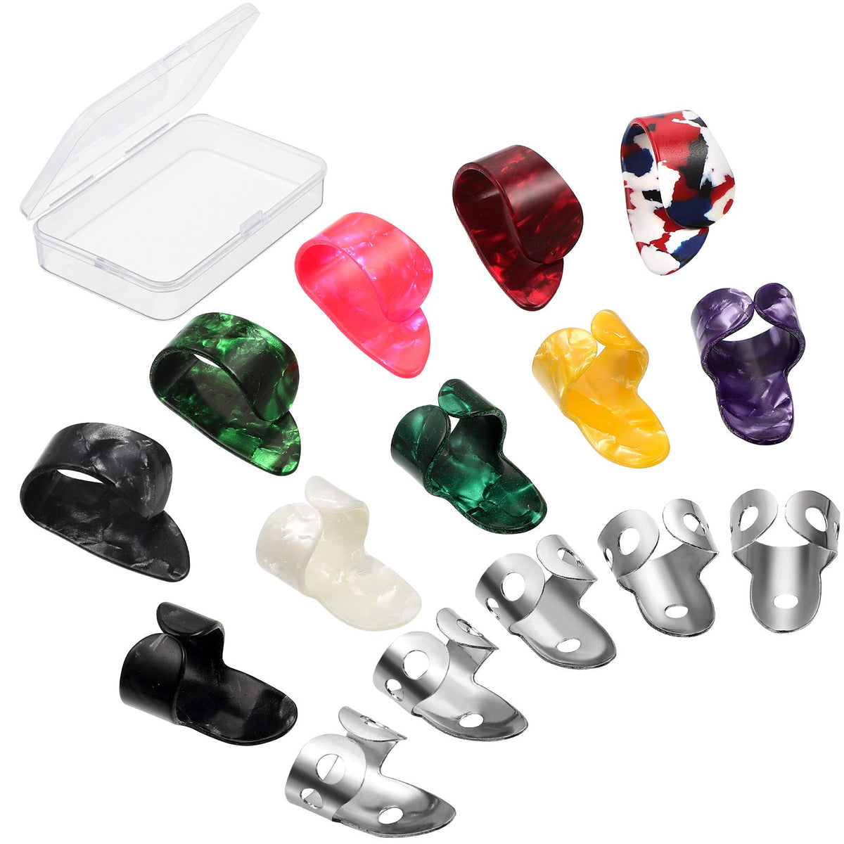 Plectra Rings 15 Pieces Banjo Guitar Picks Ring Thumb Finger Picks Alaska Open Design ...