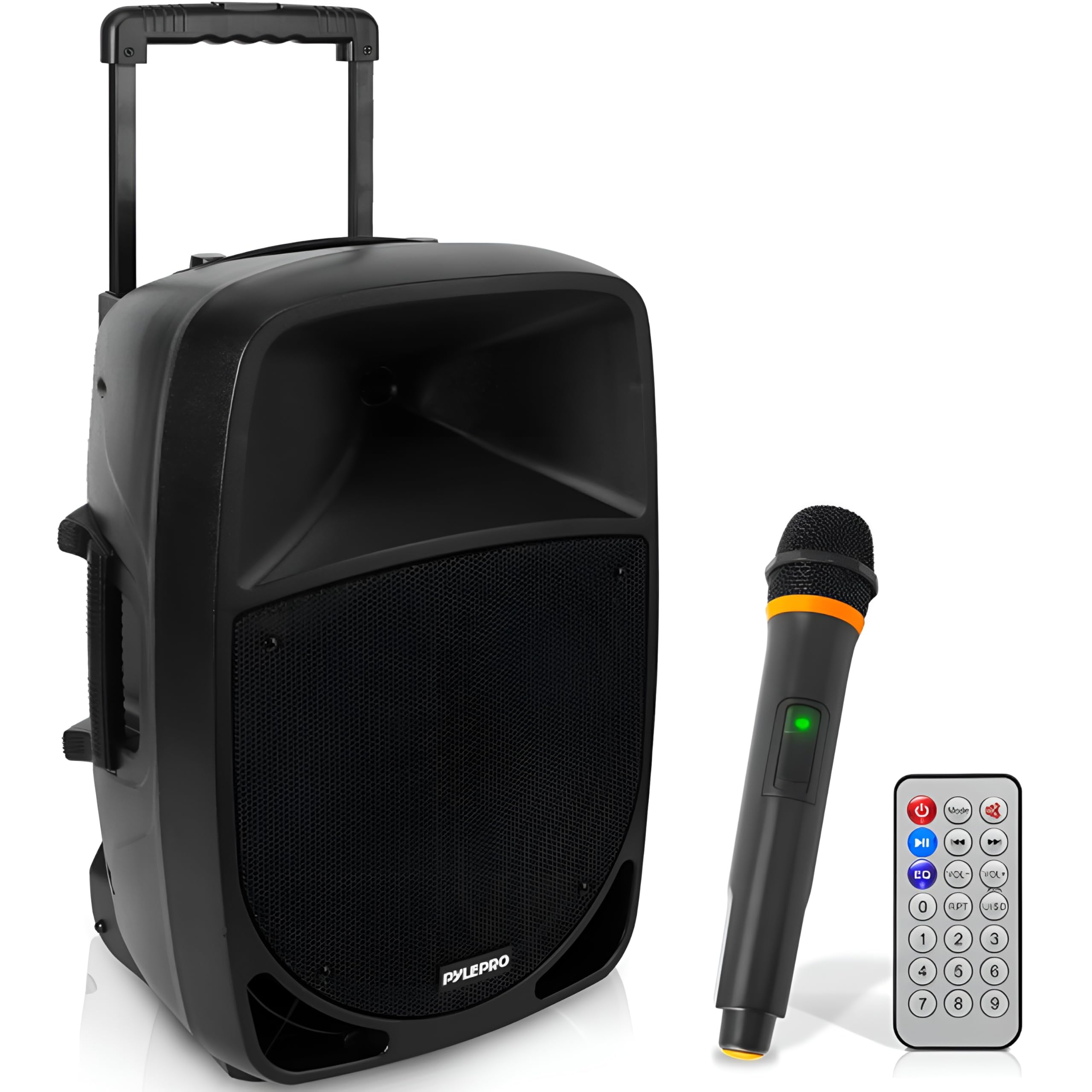 Pyle 1200W Portable Bluetooth PA Speaker - 12 Subwoofer, LED Battery Indicator Lights W/Built-In Rechargeable Battery, MP3/USB/S