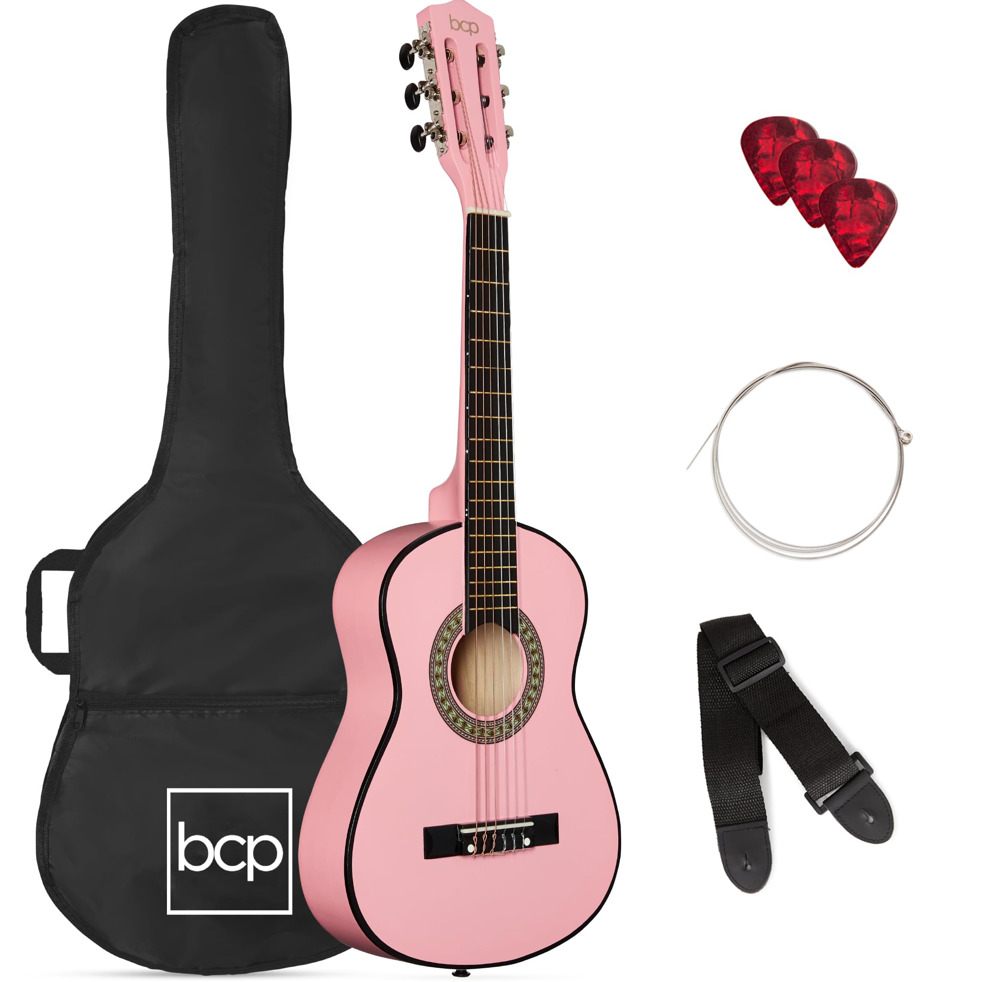 Best Choice Products 30In Kids Acoustic Guitar Beginner Starter Kit With Strap, Case, Strings - Pink