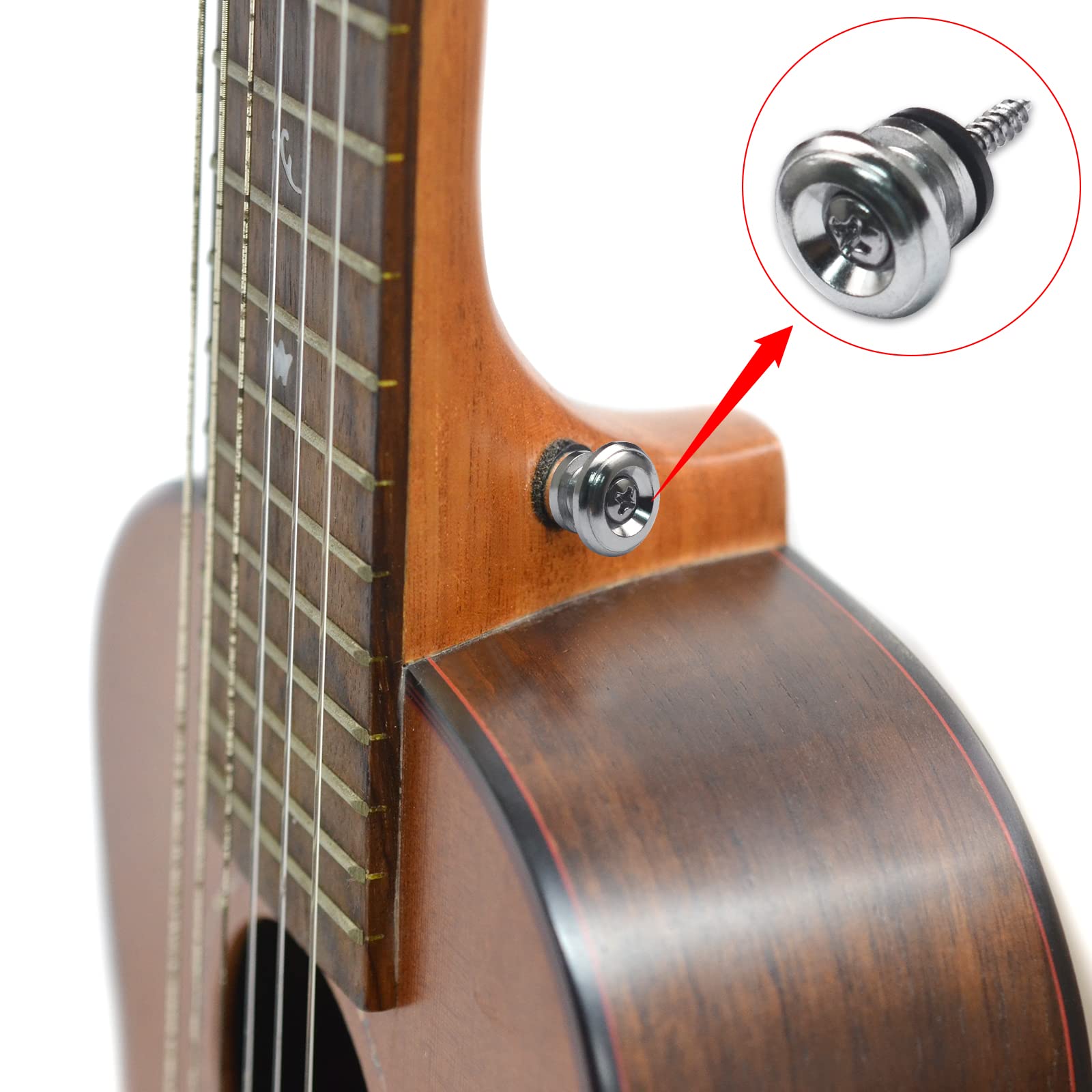 MAXCHEER 2PCS Mushroom Style Guitar Ukulele Bass Strap Lock Lock Metal Music Parts (Chrome)