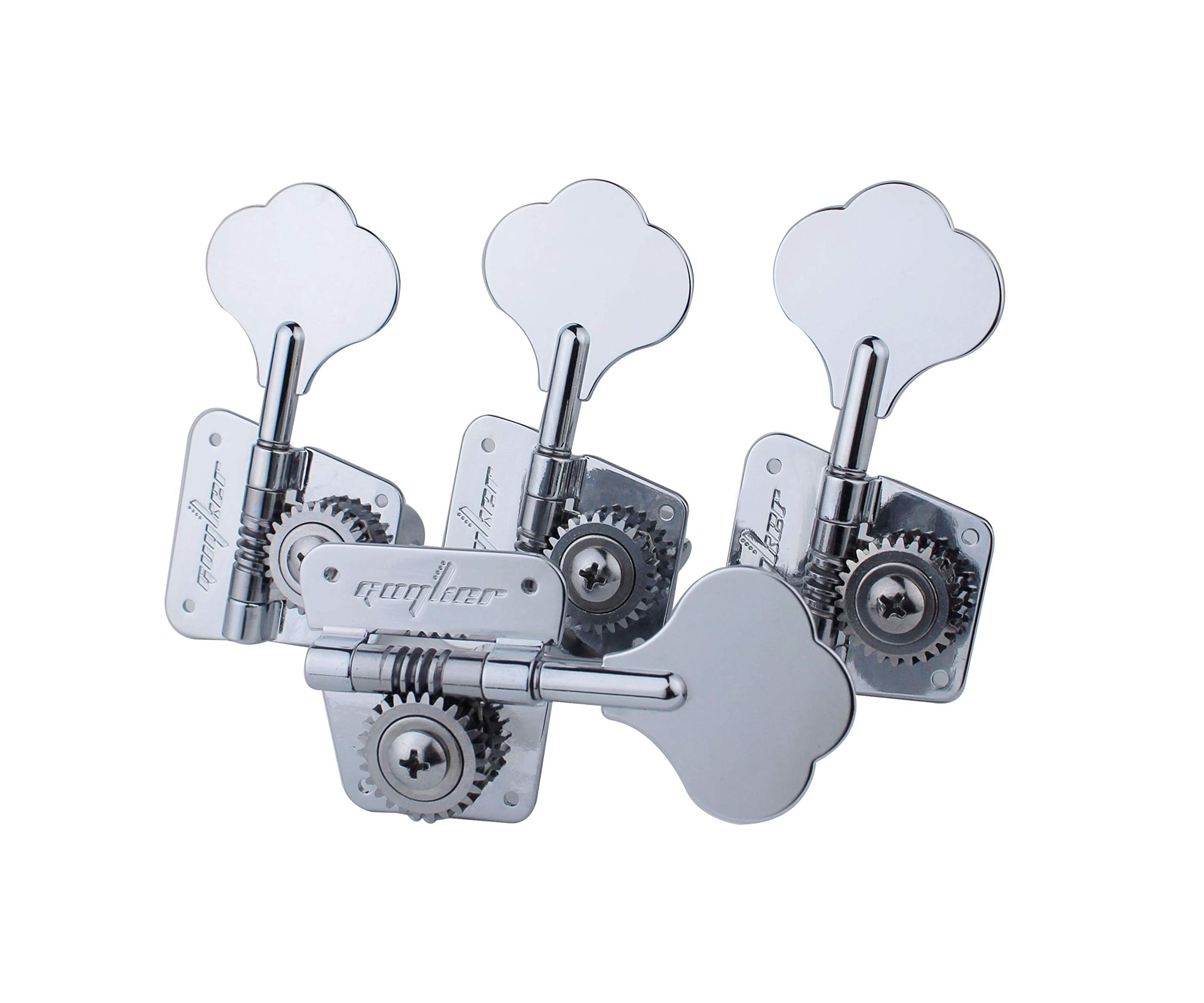 Guyker Bass Tuners (4 For Right) - 1:20 Ratio Open Gear Tuning Key Pegs Machine Head Replacement For Electric Jazz Guitar Bass O