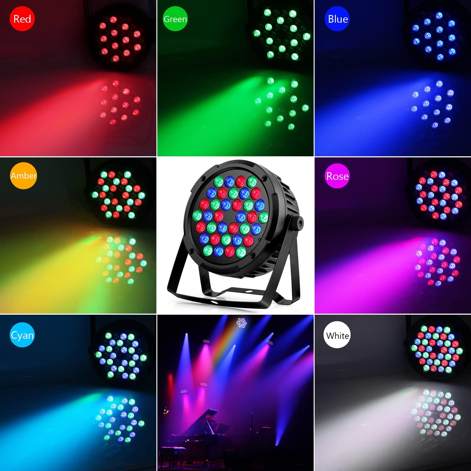 OPPSK LED Stage Par Lights - 36W RGB DJ Par Can Lights 2 Pack Sound Activated with Remote DMX Control Uplights for Events Weddin