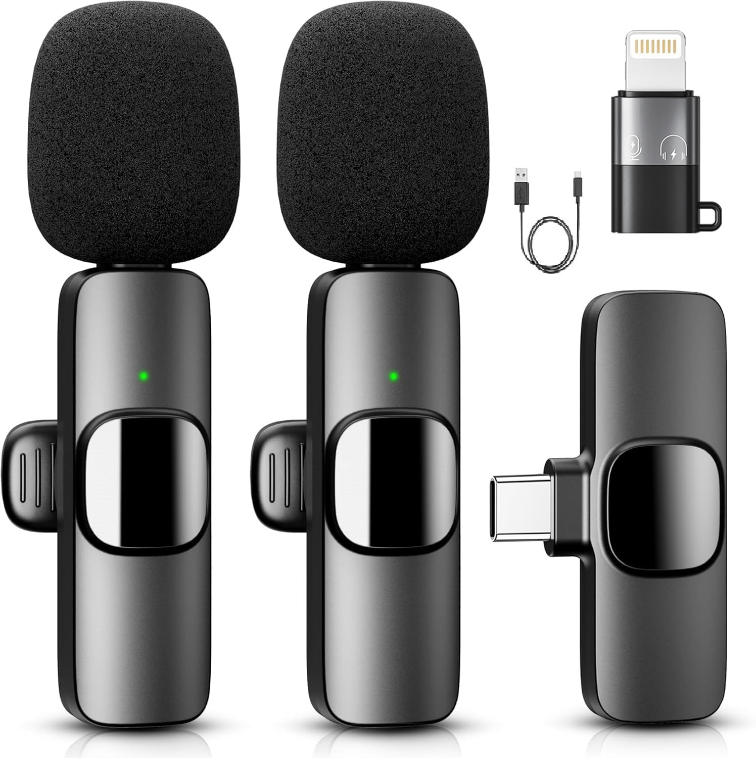 Krlz Mini Lapel Mic With Noise Reduction And Crystal Sound For Video Recording,Wireless Lavalier Microphone For Iphone - Ipad, A