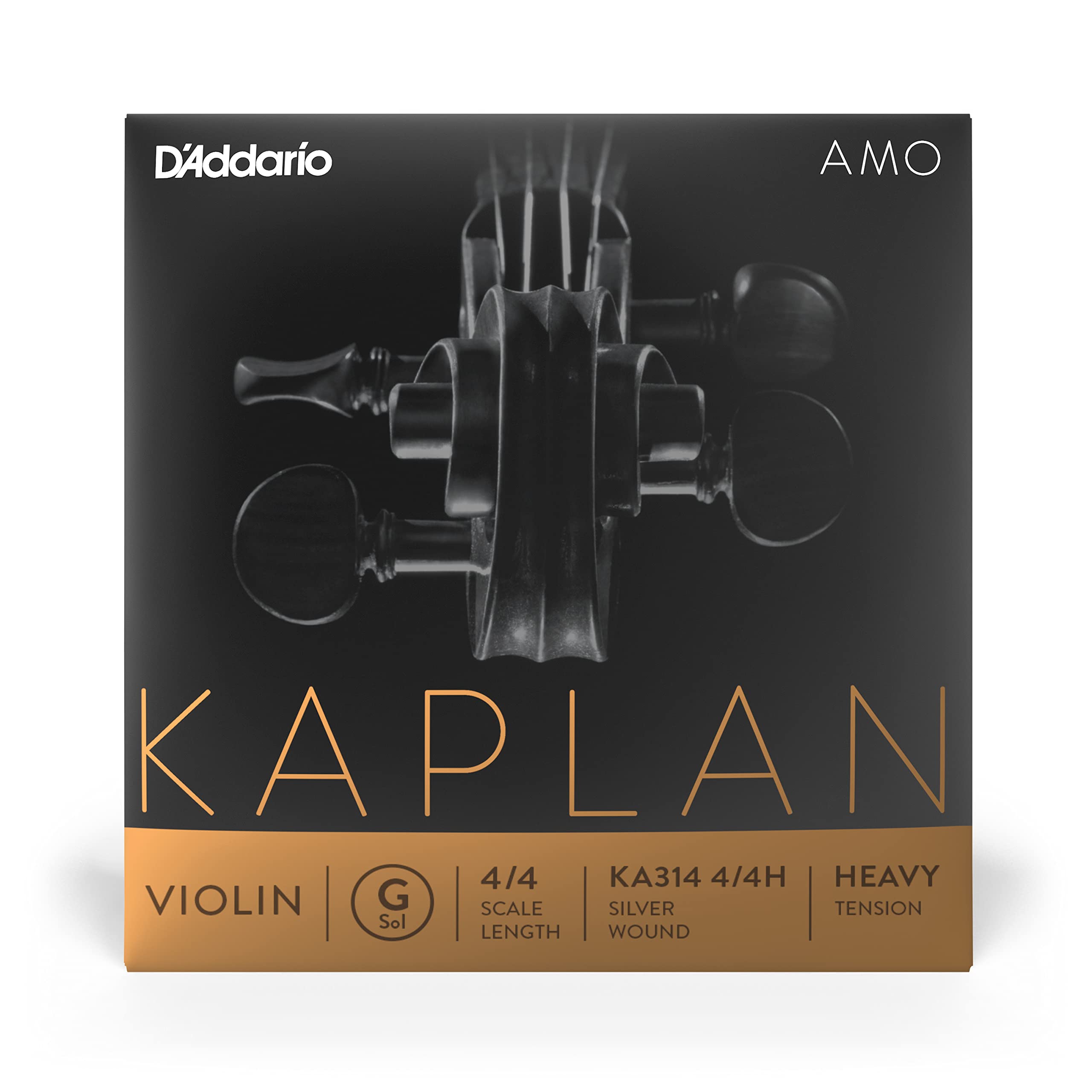 DAddario Kaplan Amo Violin String - Single G String - KA314 4/4H - Violin Strings - 4/4 Scale, Heavy Tension