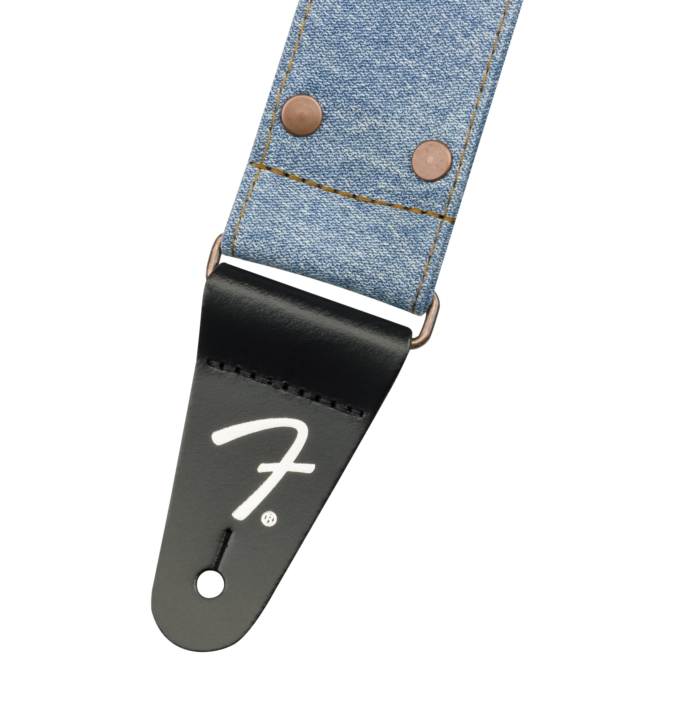 Fender x Wrangler Riveted Denim Strap, Guitar Accessories, Light Indigo, Medium