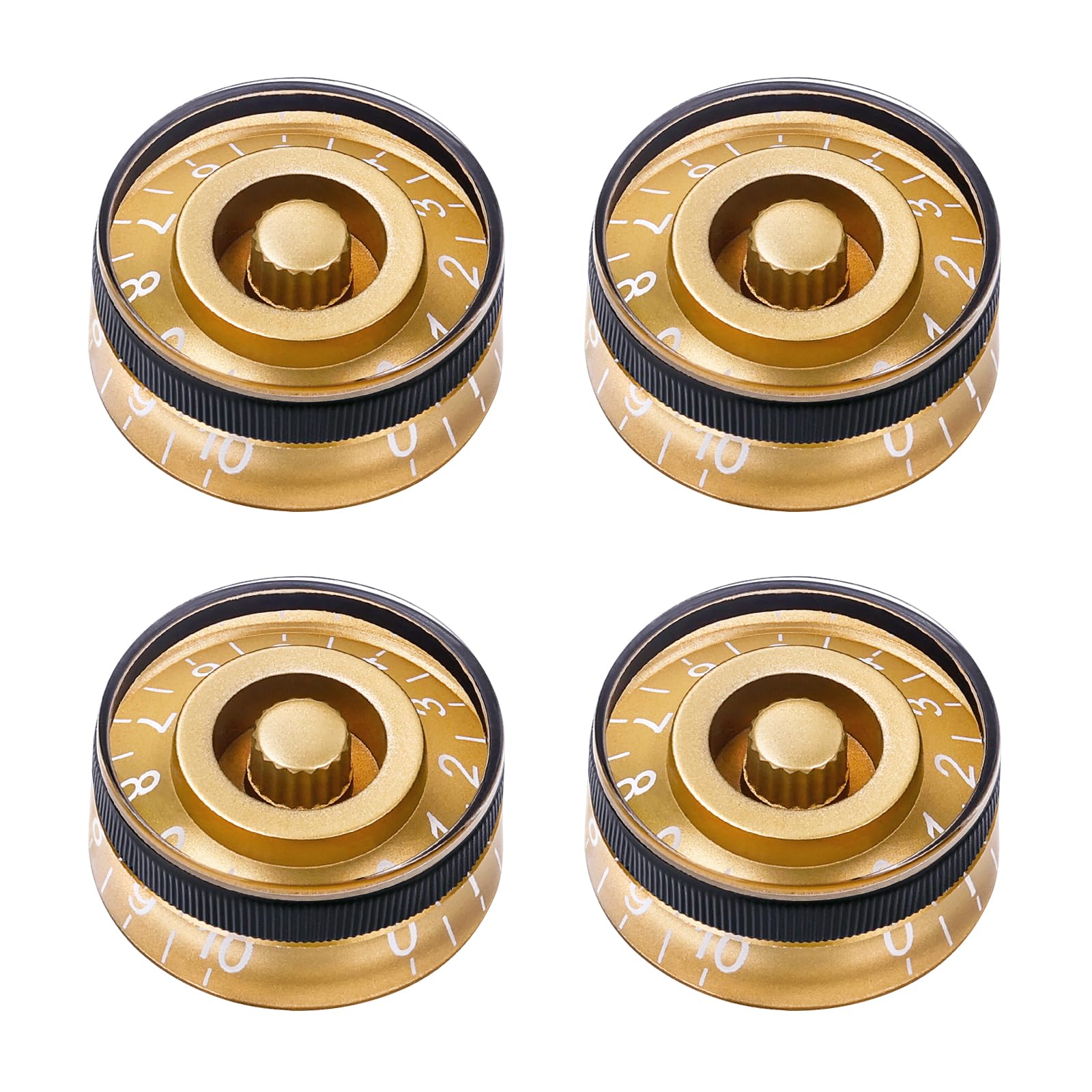 Banworks 60s Style Electric Guitar Control Knobs Metric 18-Spline 2 Tone 2 Volume Knobs 6mm (15/64) Speed Knobs for Epiphone Le