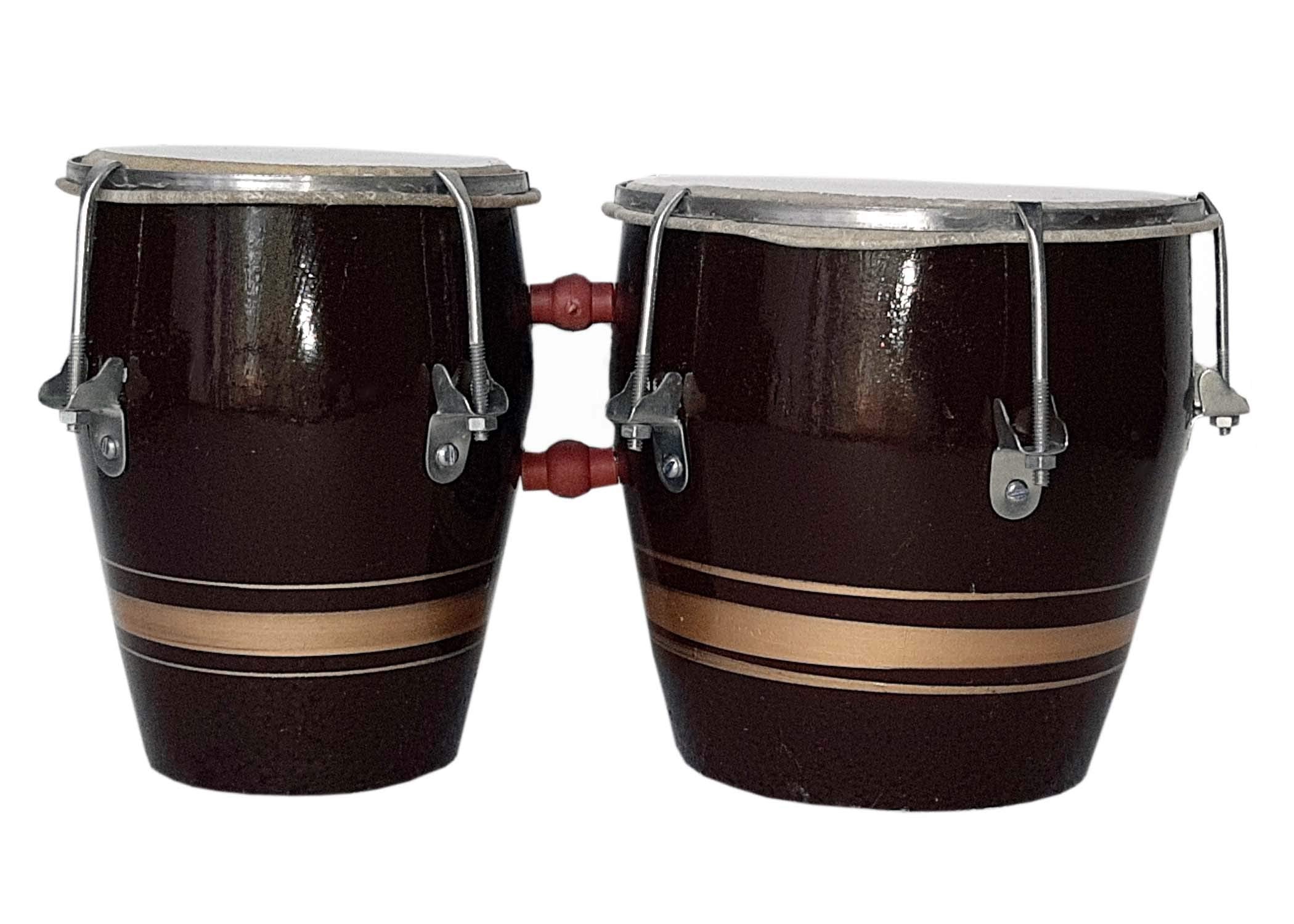 Gt Manufacturers Professional Two Piece Hand Made Wooden Bango Drum (Brown & Golden)