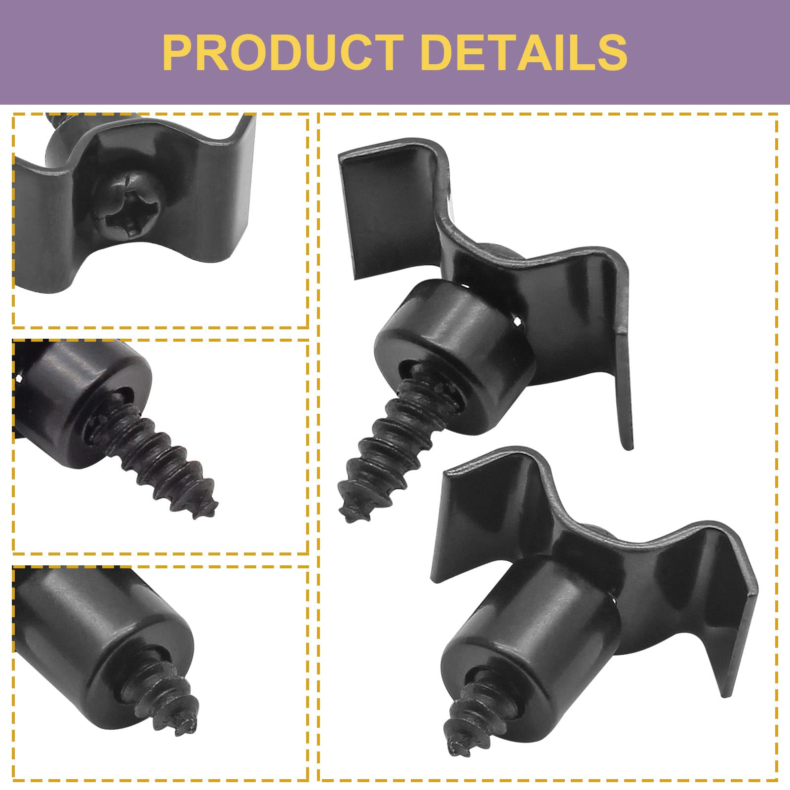 LifCratms 4Pcs Guitar String Trees, Metal Black String Retainer Guides with Mounting Screws Compatible with Fender Stratocaster