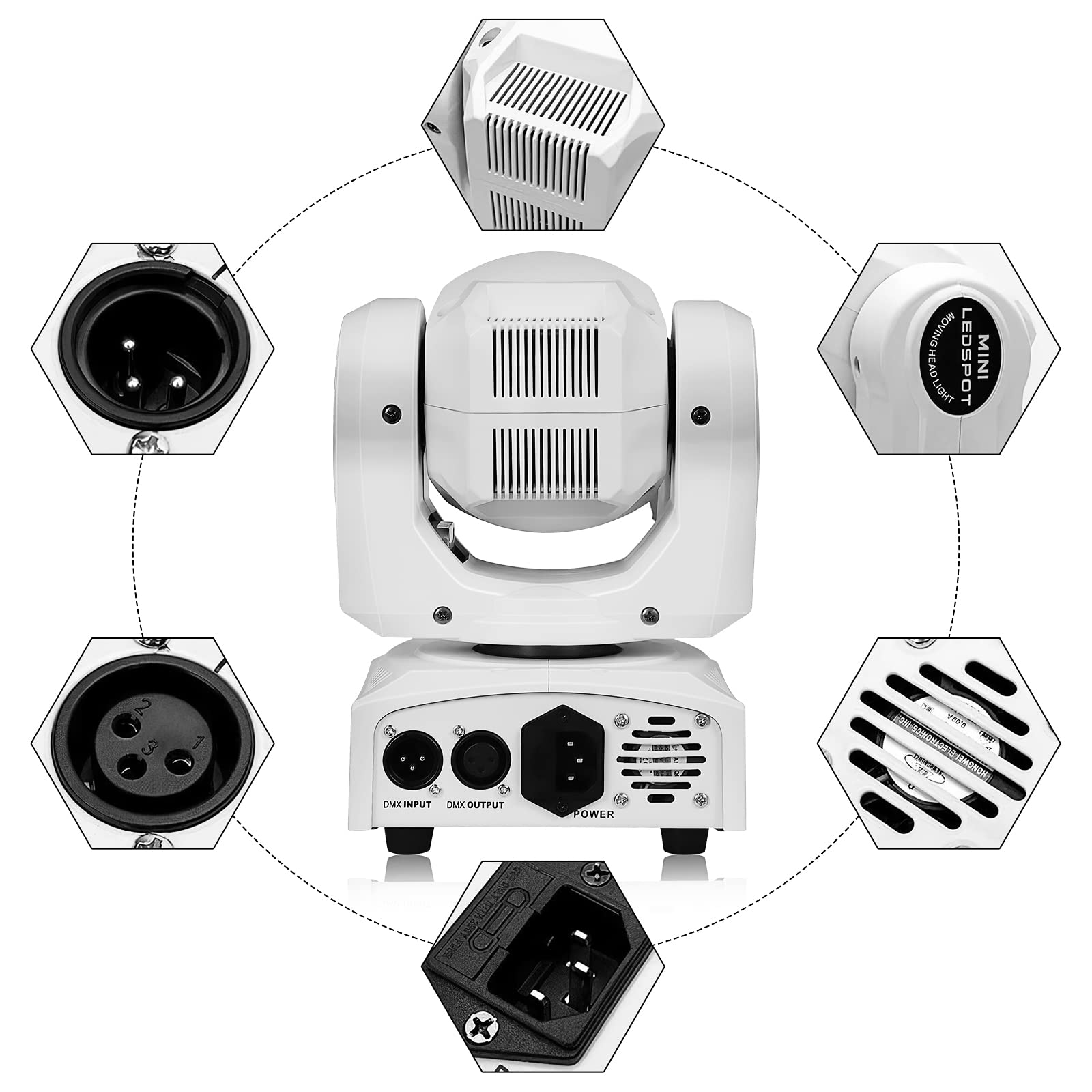 4PCS Moving Head Lights, UKing White 4PCS DJ Moving LED Lights 60W RGBW Stage Light with Remote 8 GOBO 8 Pattern Spotlight by D