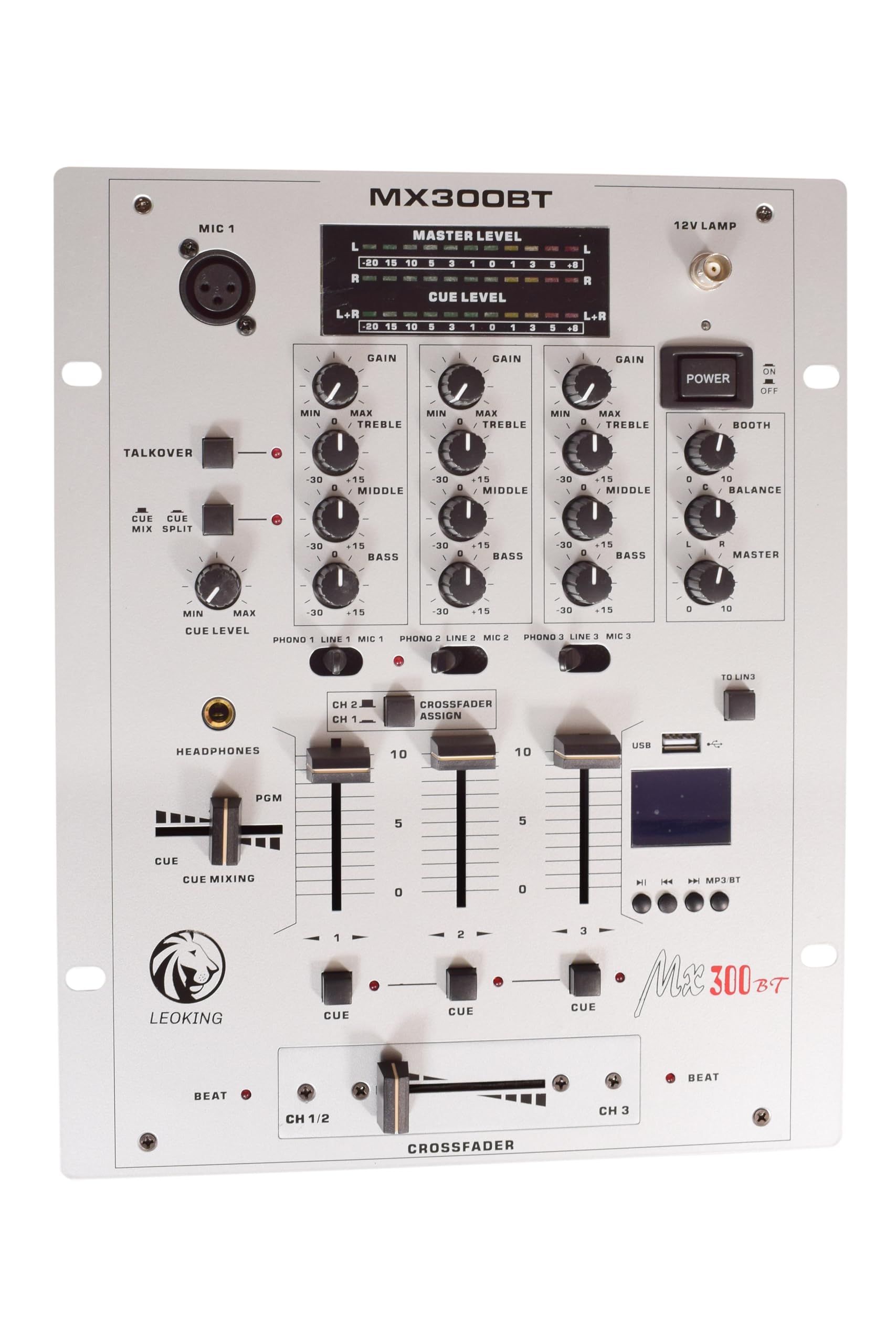 Kh 3-Channel Dj Mixer, Rack Mountable With 3-Band Eq, Microphone Input And Replaceable Crossfader