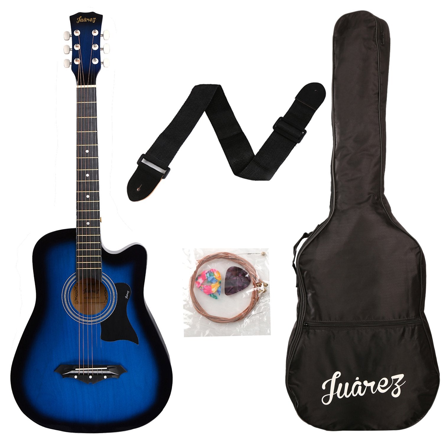 JUREZ JRZ38C/VTS ACOUSTIC 38 GUITAR WITH ACC (BLUE SUNBURST)