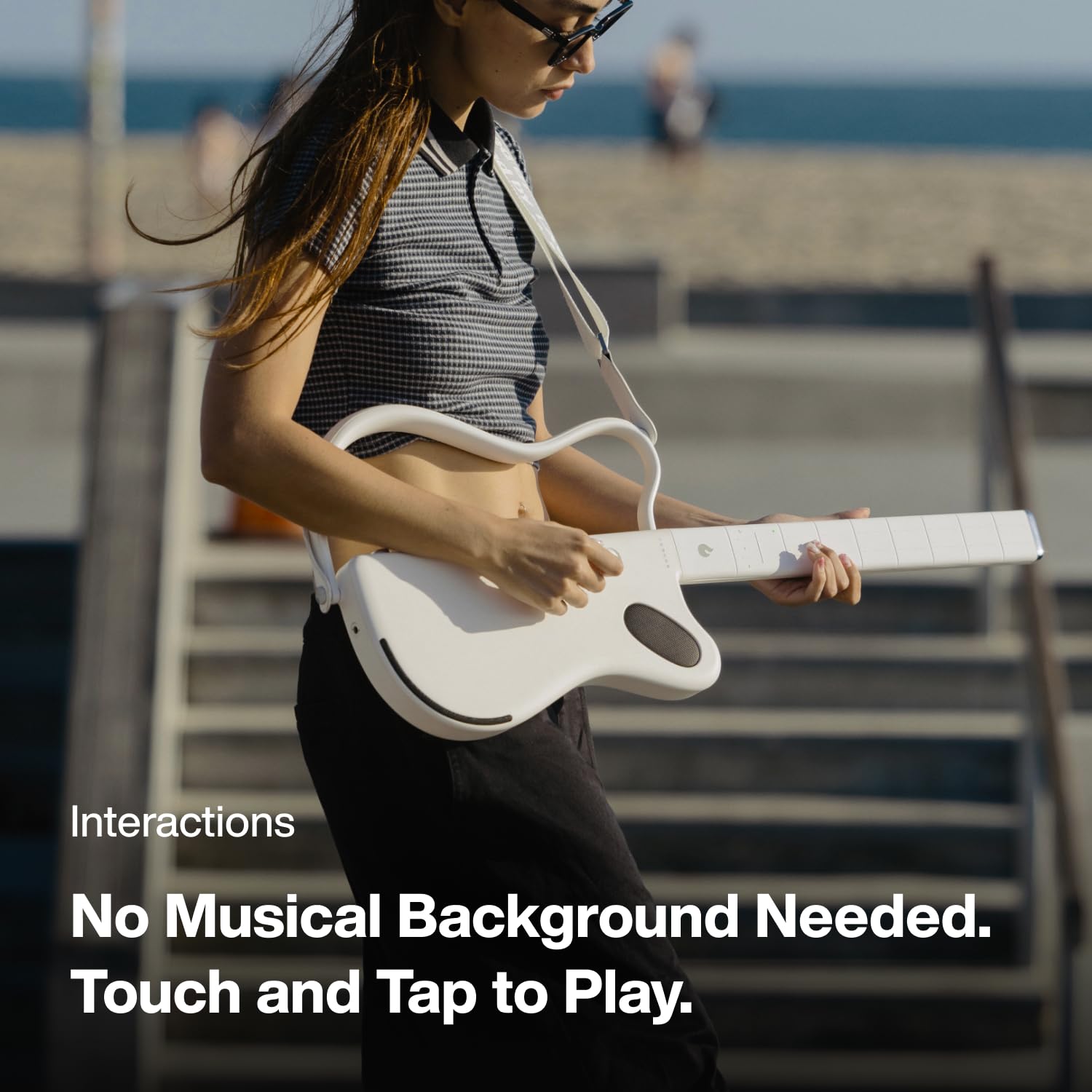 LAVA GENIE Stringless Smart Guitar, No Strings Attached, Hundreds of Instrument Presets, Onboard Speaker, Foldable, Detachable,