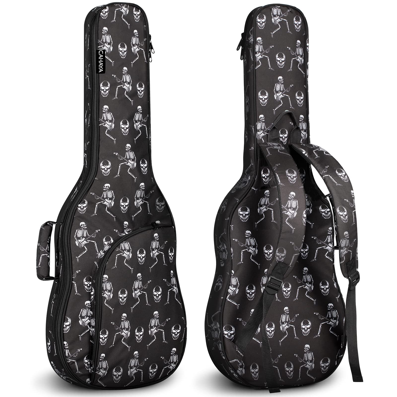 Cahaya Electric Guitar Gig Bag Printing Soft Guitar Case 8Mm Padding Guitar Bag Backpack With Handle Loop Halloween Skeleton Cy0