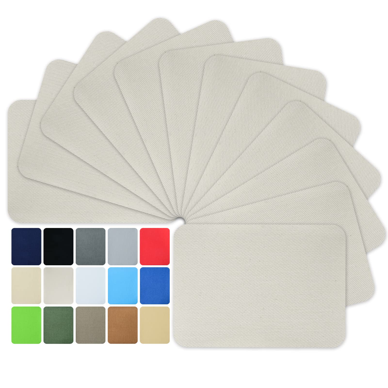 12 Pieces Iron-On Patches Premium Quality Fabric Inside  Outside Strongest Glue Hundred Percent Cotton Beige Repair Decorating K