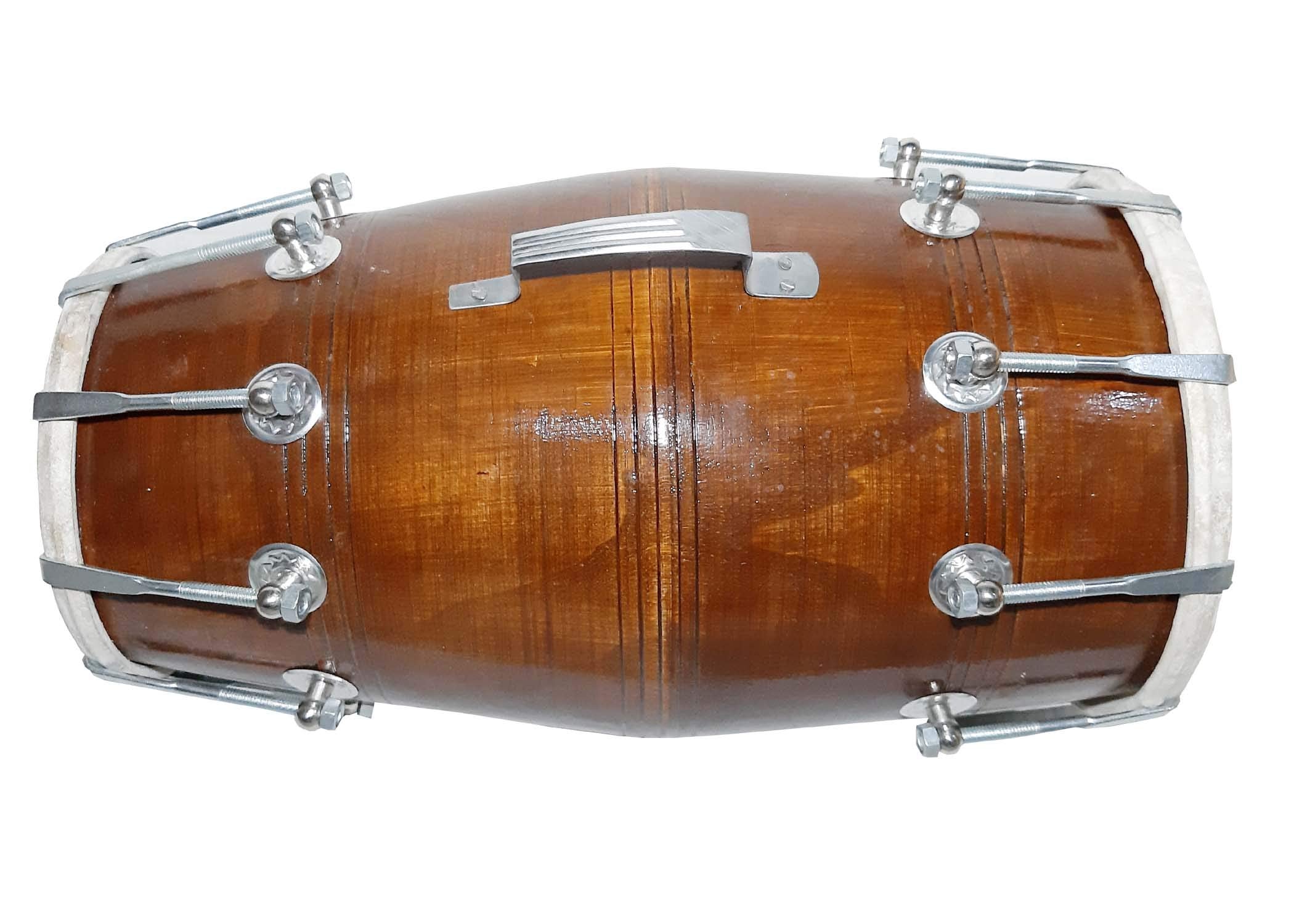 Gt Manufacturers Wooden Musical Dholak Instrument Drum Nuts & Bolt Brown Dholak 01 (Brown)