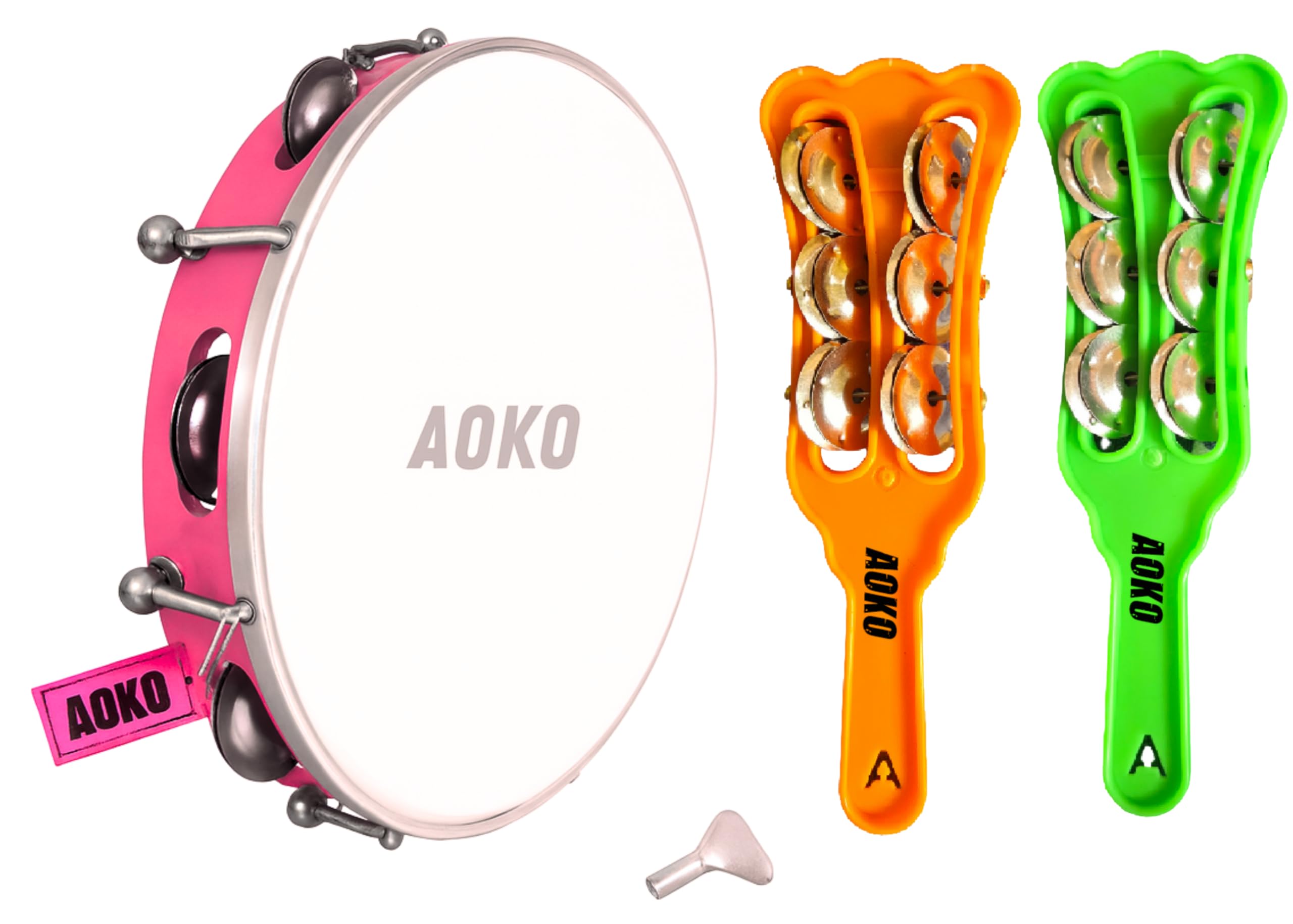 AOKO 10-inch Tambourine Set of 2 | Traditional Kartal Percussion Musical Instruments for Drums, Rhythm, and Sound Therapy | Idea