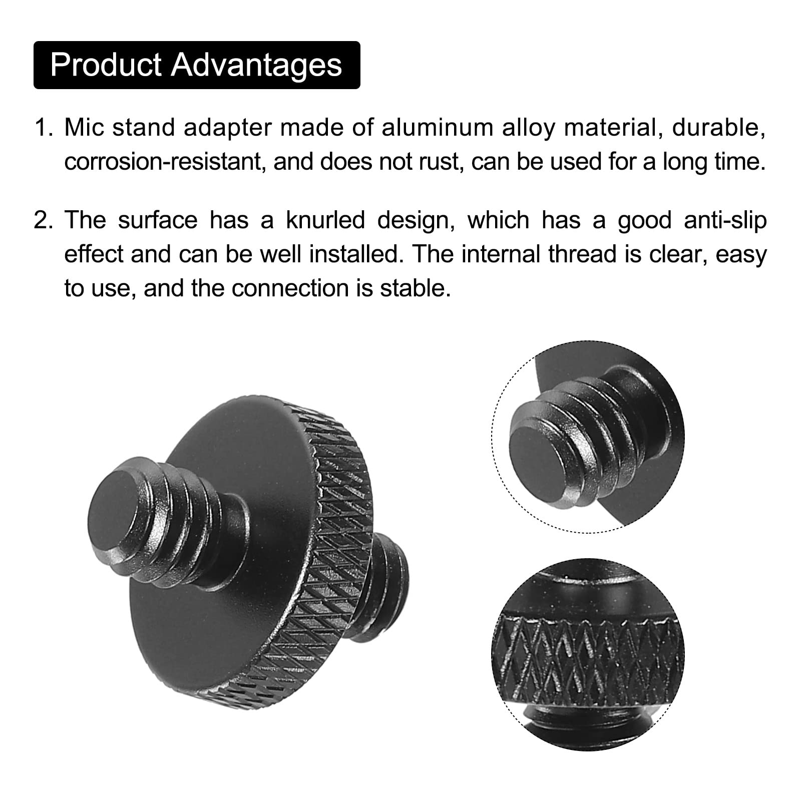 PATIKIL Mic Stand Adapter M6 Male to 1/4 Male Thread Tripod Screw Adapter Double Sides Camera Screw for Microphone Tripod Stand