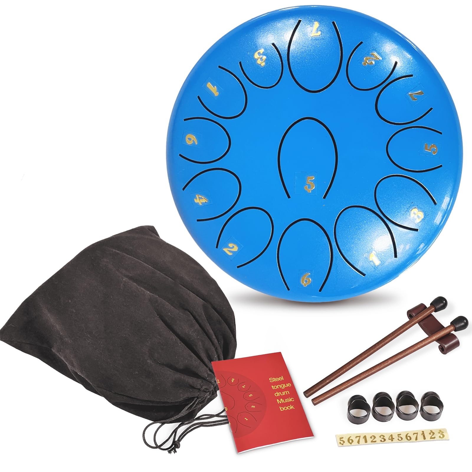 Steel Tongue Drum Musical Percussion Instrument, Rain Drum for Outside - Musician Gift for Family and Friends (blue, 13 Notes 6.