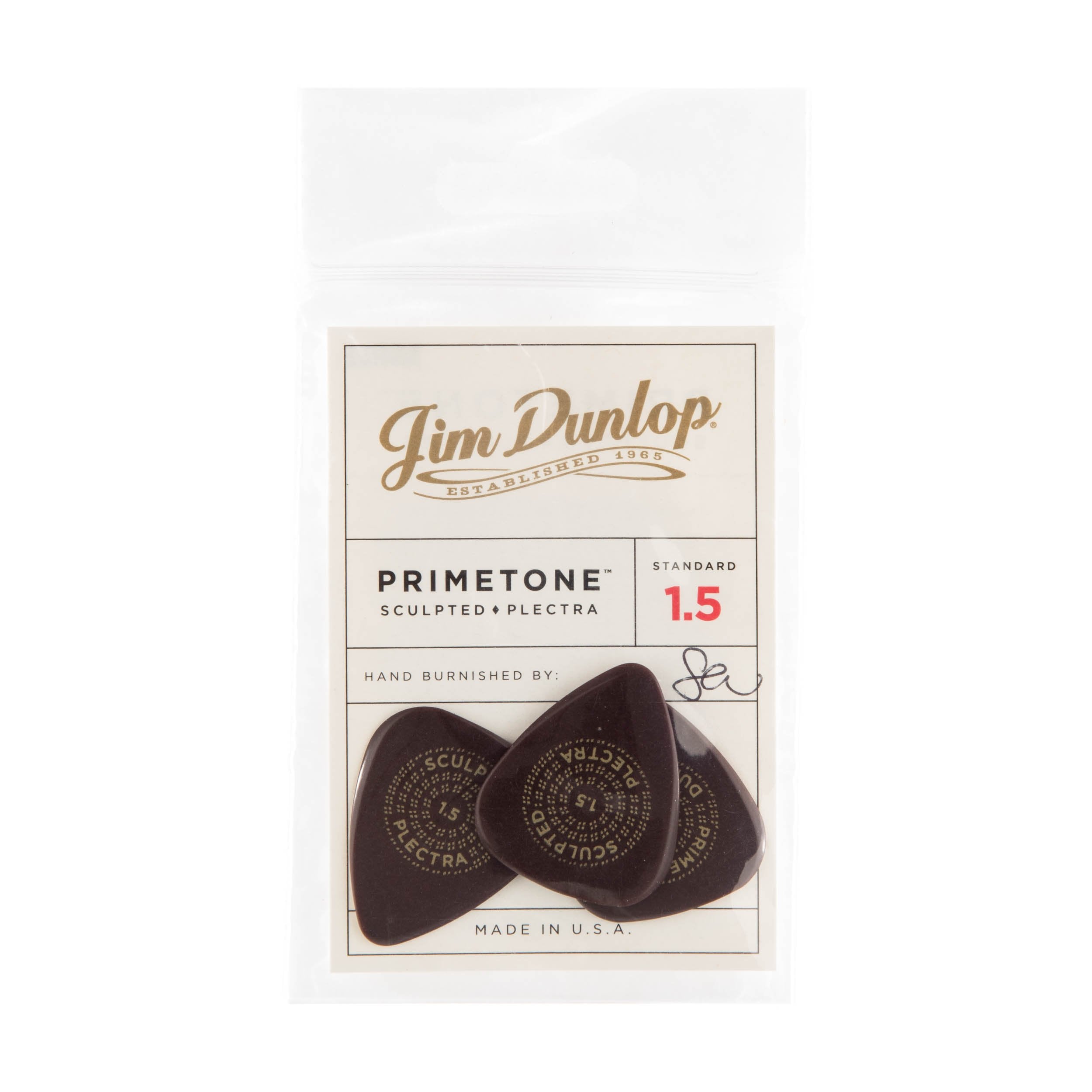 Jim Dunlop 1.5mm Sculpted Plectra (Smooth) - 3 Pack Primetone Standard Pick (511P15)