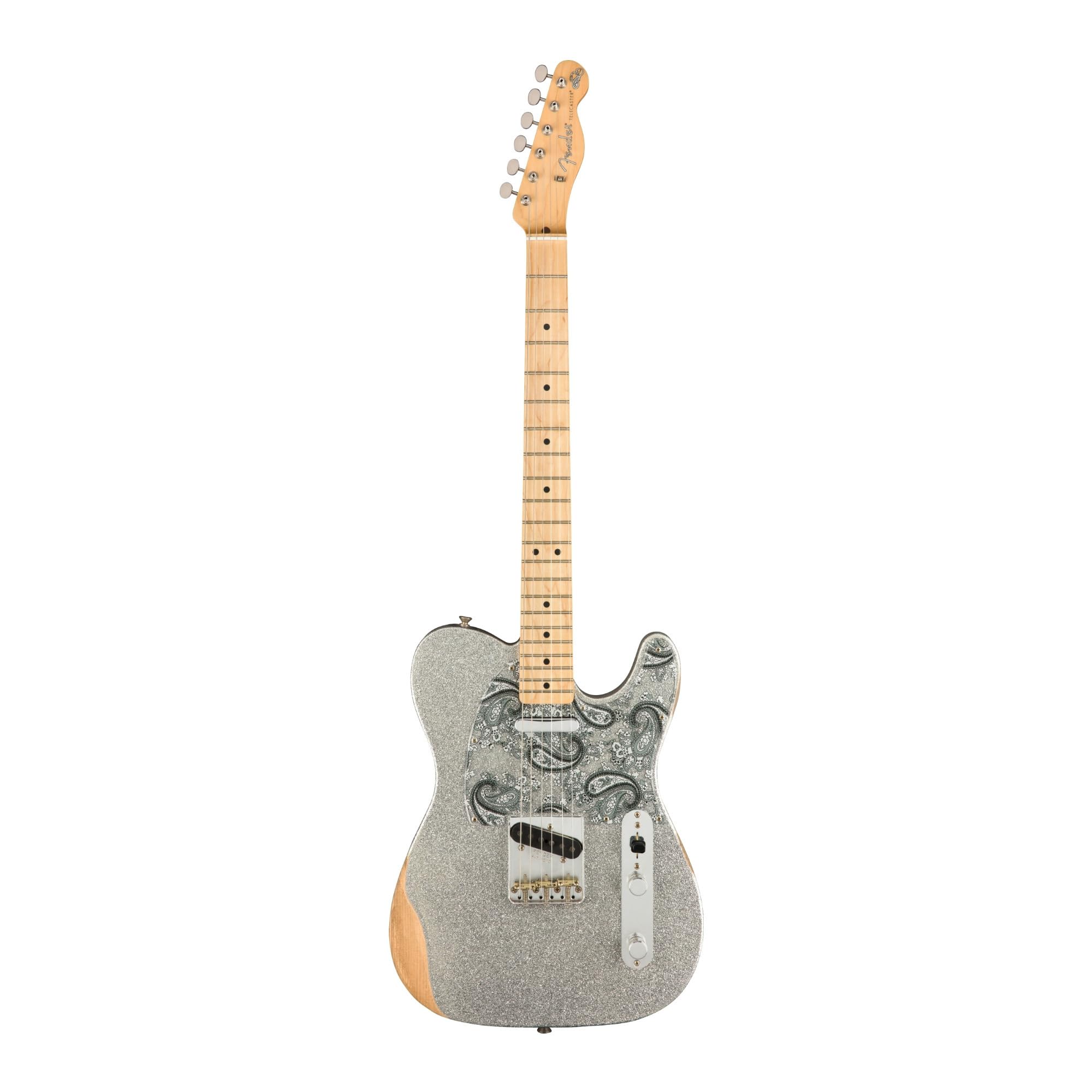 Fender Brad Paisley Road Worn Telecaster Electric Guitar, Silver Sparkle, Maple Fingerboard
