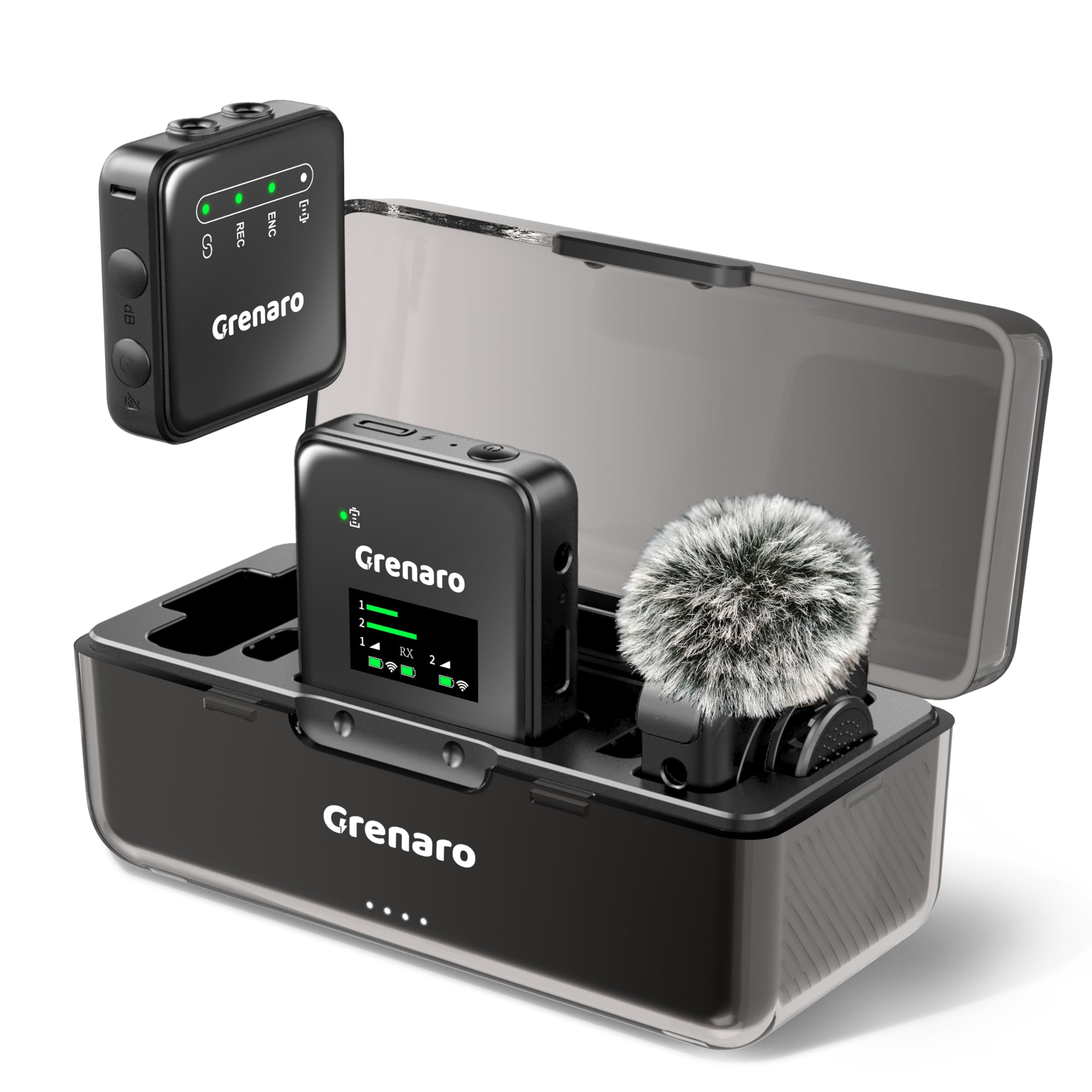 Grenaro Professional Mic For Youtube Wireless, Noise-Cancelling Mic For Youtube Content Creation, Plug & Play Wireless Microphon