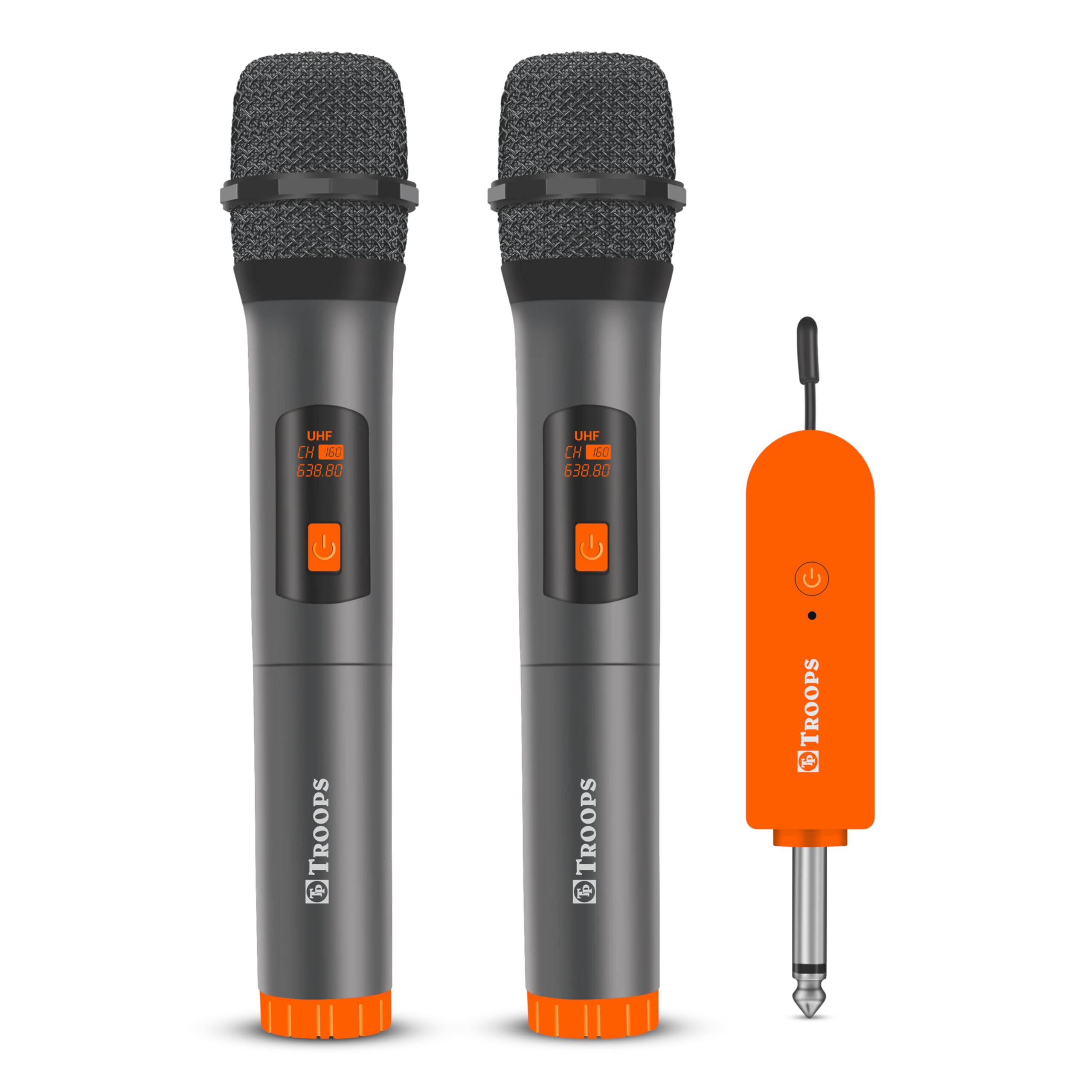 Tp Troops Dual Wireless Microphone Set With 4 Magic Voice Effects, High Fidelity Uhf System, Signal Stability, Anti-Whistle Feat