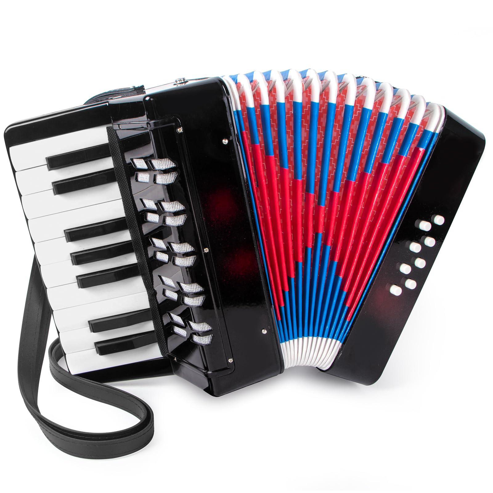 Accordion, 17 Keys Piano Accordion for Kids Students 8 Bass with Straps for Beginners Student Educational Musical Instrument (Bl